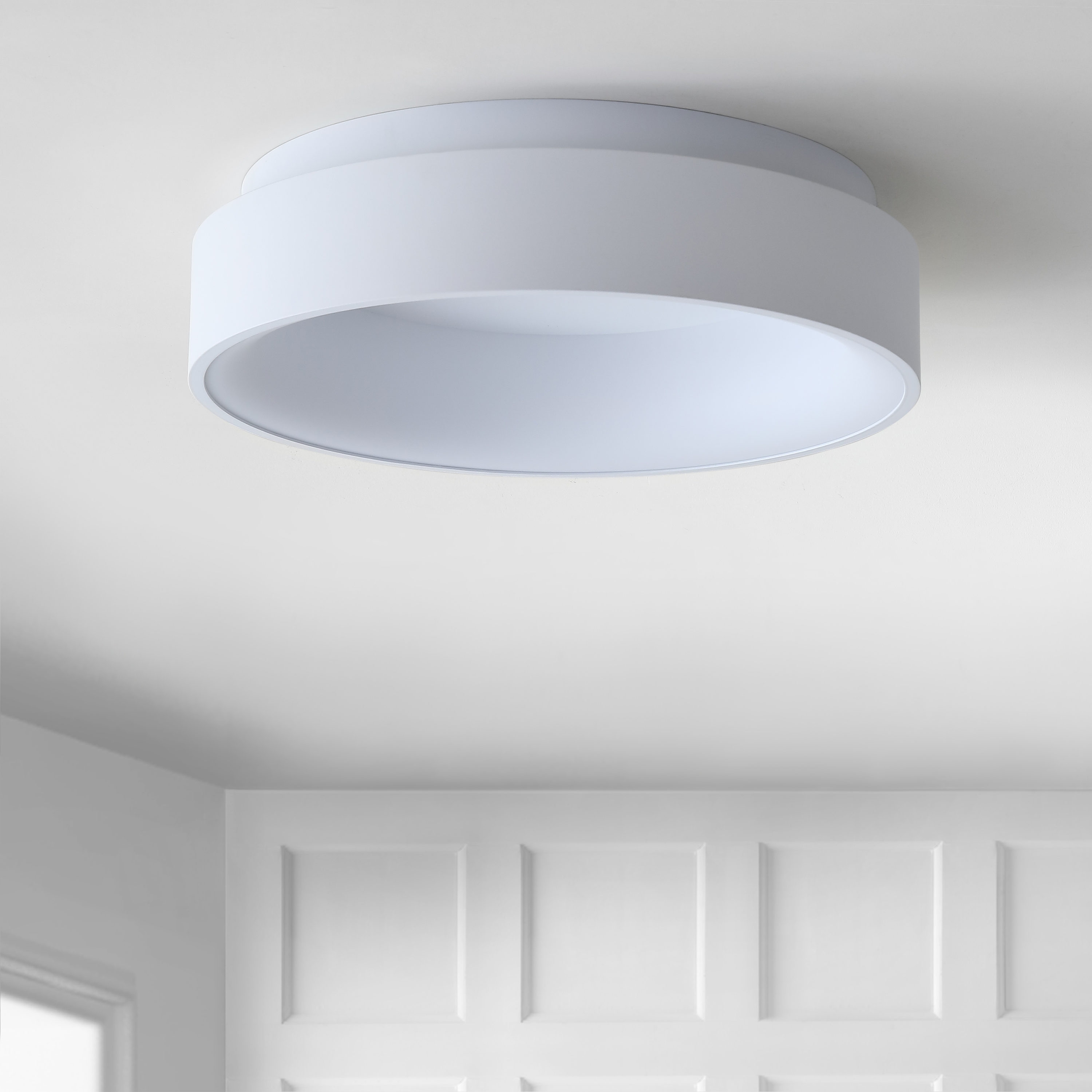 White Metal 17.75" LED Flush Mount Ceiling Light