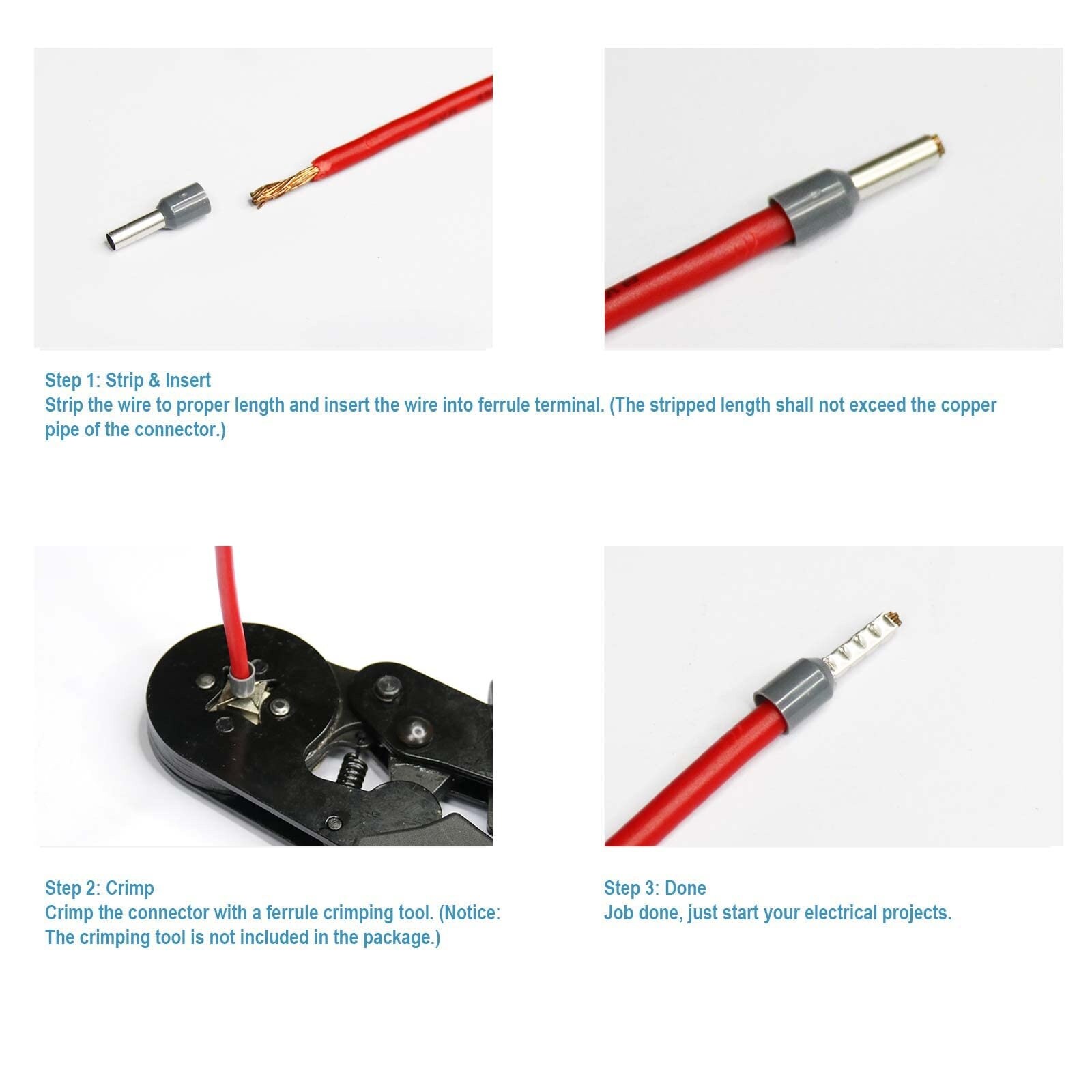 Etokfoks AWG 22 10 Insulated Wire Ferrule Grounding Plug Connector ...