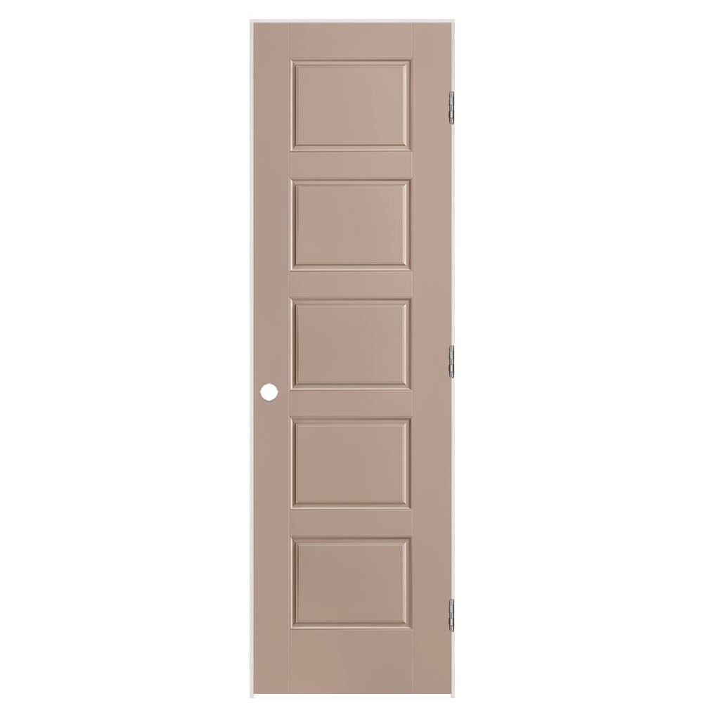 Masonite 1444649 24-in x 80-in Sandpiper Solid core 5-panel equal Left hand Smooth Prefinished Molded composite Flat Jamb Single Prehung Interior Door