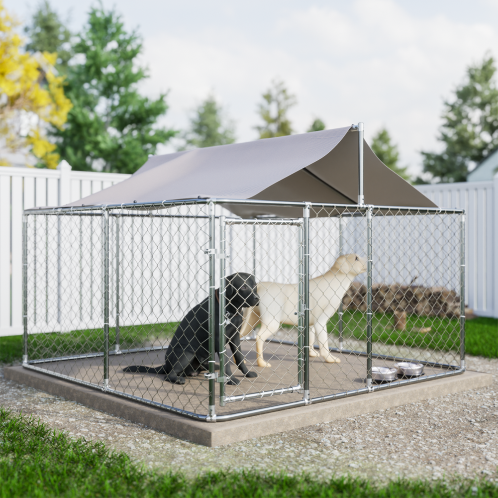 Kahomvis XX-large (91+ lbs.) Wire Dog Kennel roof Outdoor ( 9.8-Feet L x 9.8-Feet W x 5.9-Feet H )