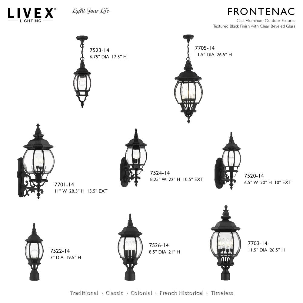 Frontenac Textured Black Outdoor Pendant Lantern with Clear Beveled Glass