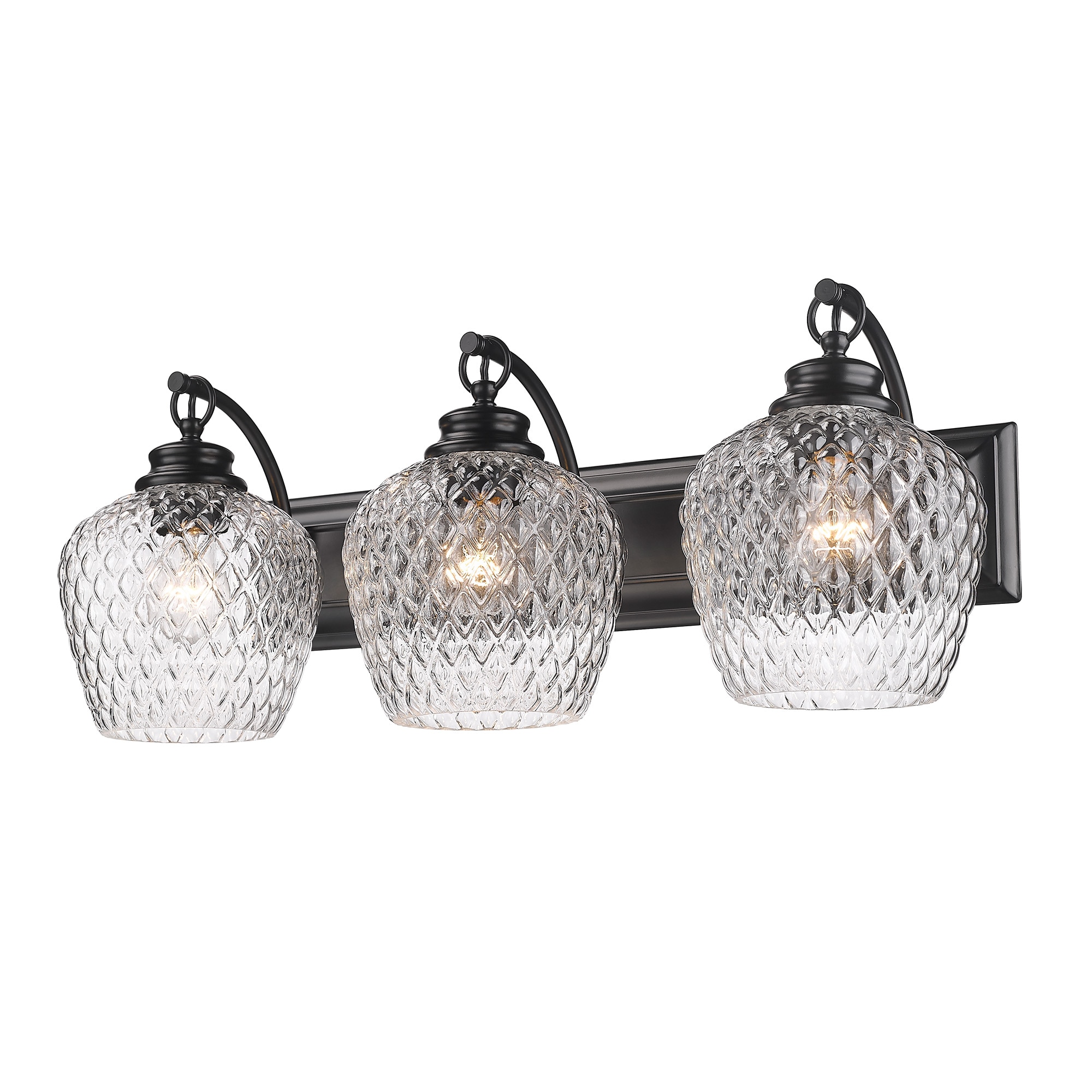 Golden Lighting 1088-BA3 BLK-CLR Adeline 26.25-in 3 -Light Matte Black Transitional Vanity light