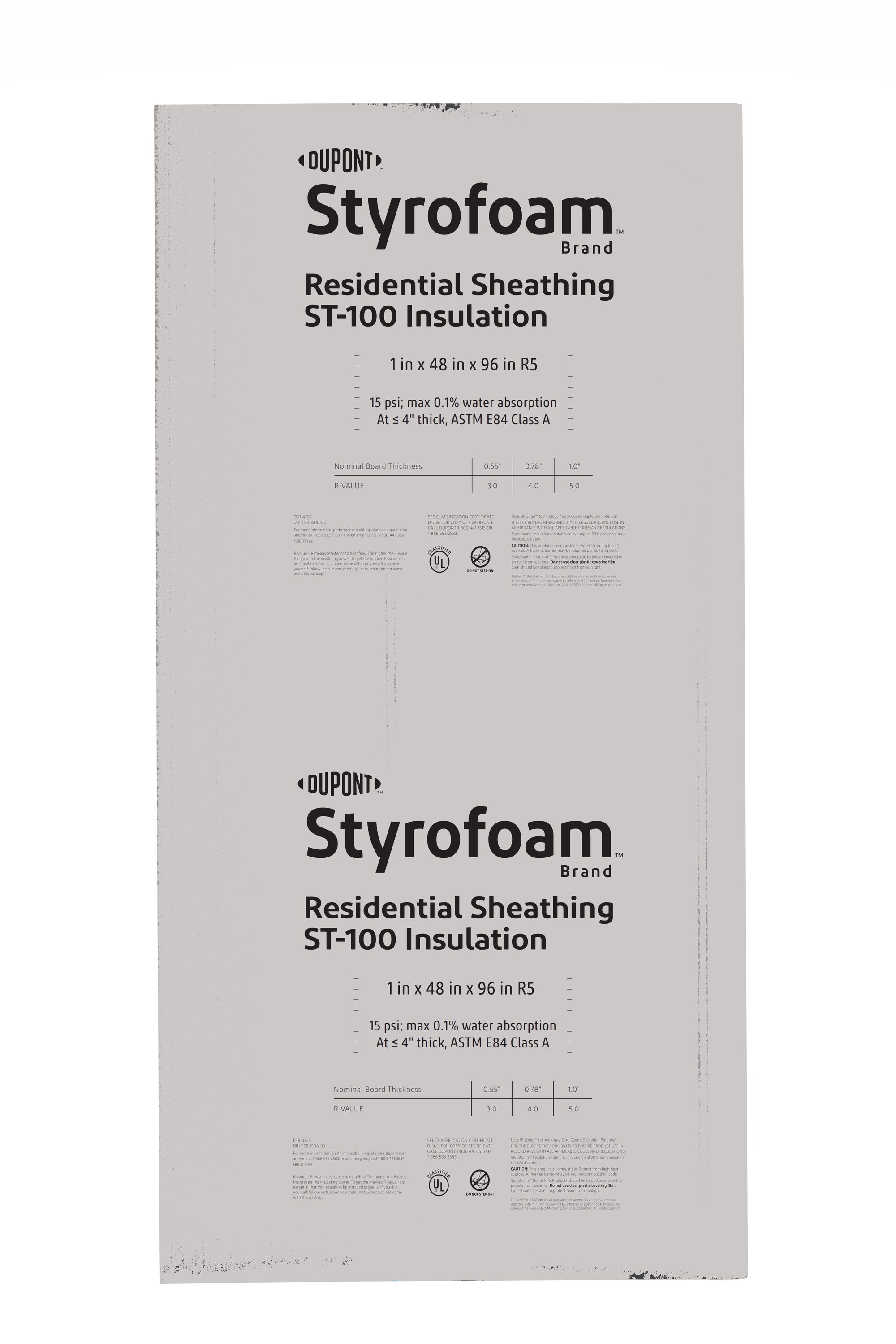 STYROFOAM R-5, 1-in x 4-ft x 8-ft Residential Sheathing Faced