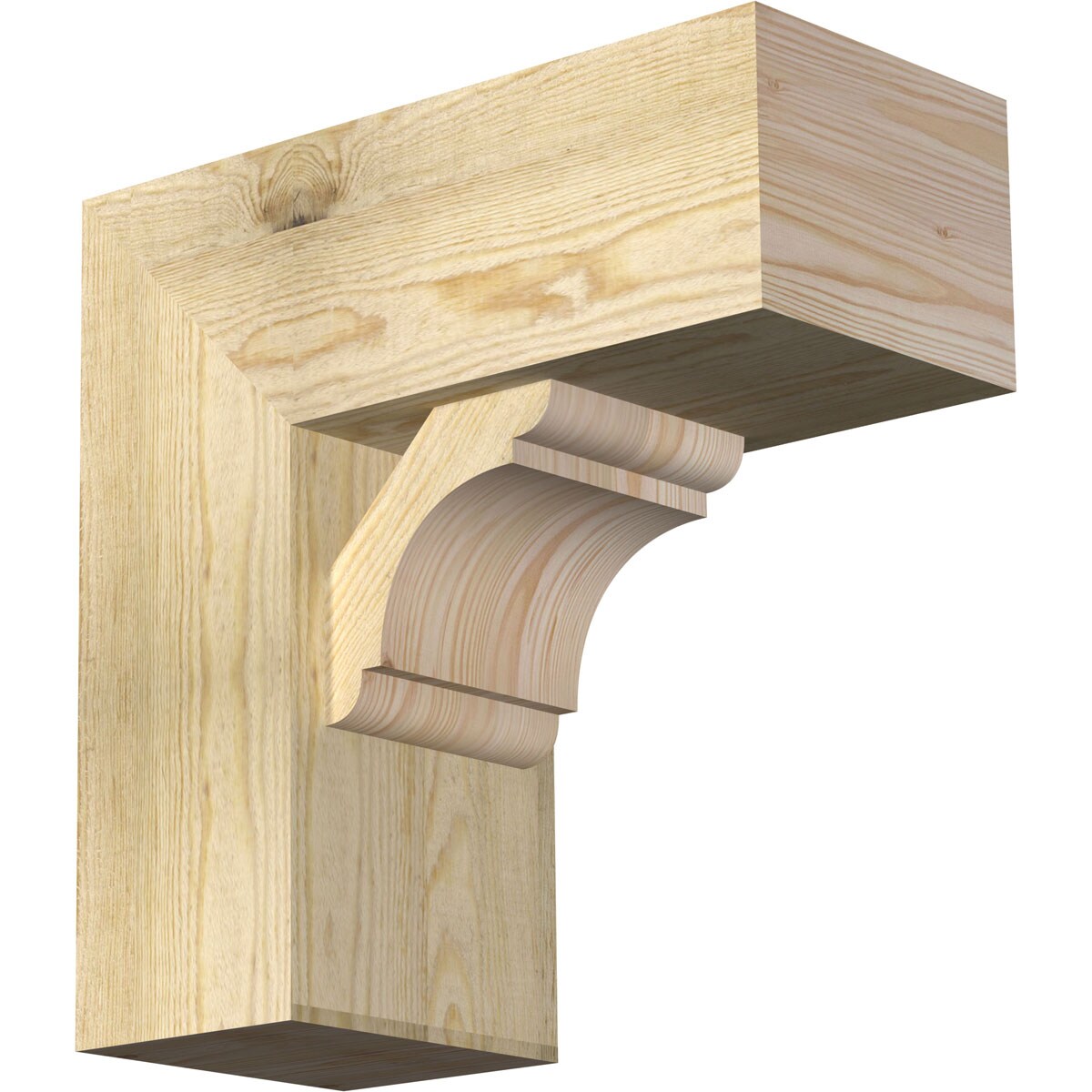 Ekena Millwork 1463663 Olympic Block Rough Sawn Bracket with Offset Brace 8-in x 18-in x 18-in Douglas fir Brown Wood Standard bracket