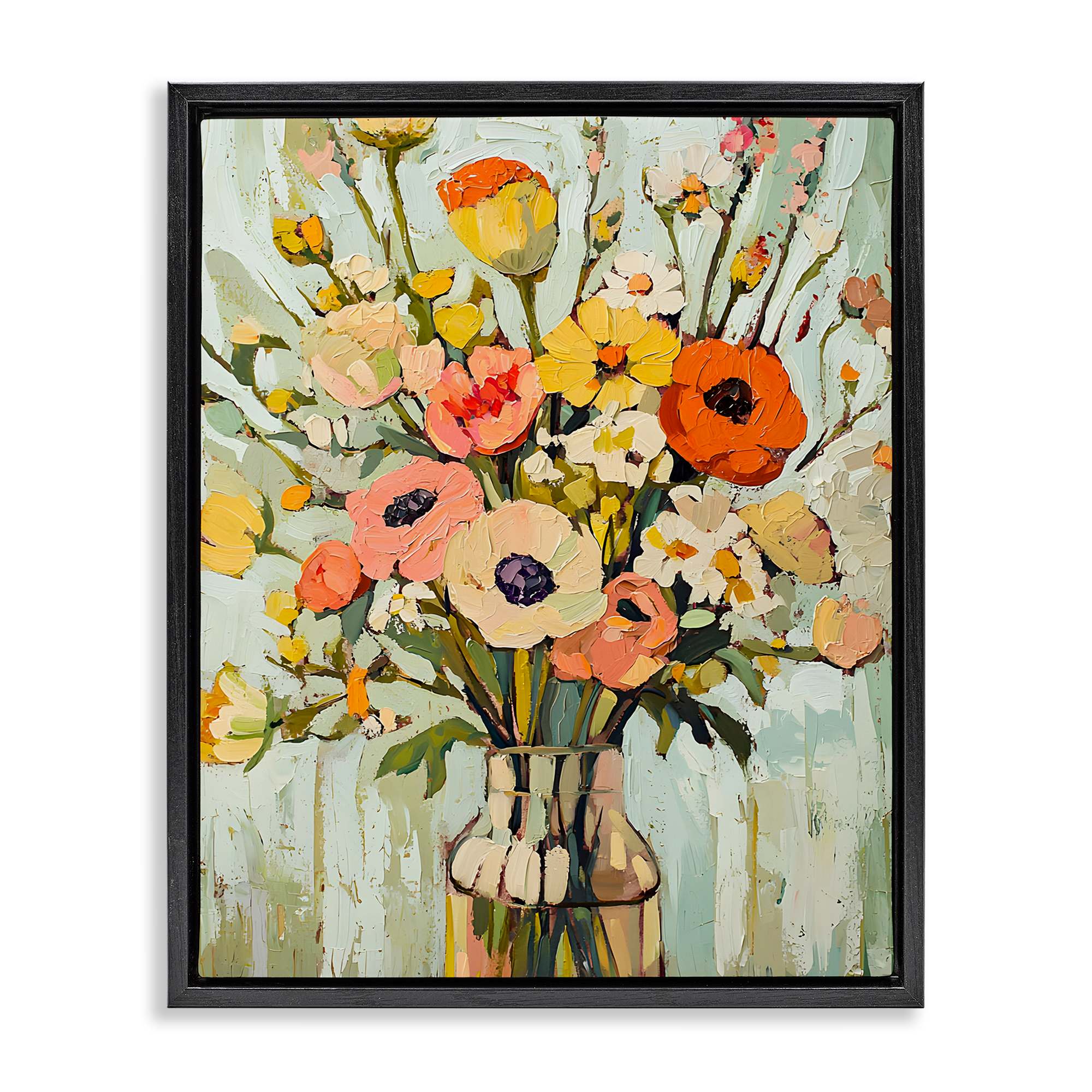 Stupell Industries BT-906-FFB-16X20 Painterly Bouquet Arrangement Black Framed Floater Canvas Wall Art By Franklyn Gregory 17 x 21