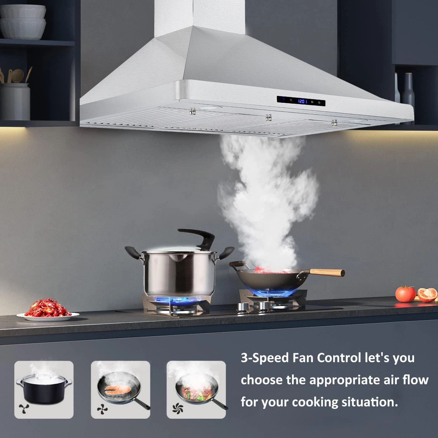 Kahomvis GEHT-QPC2-UC7 Wall-Mounted-Range-Hoods - View #4