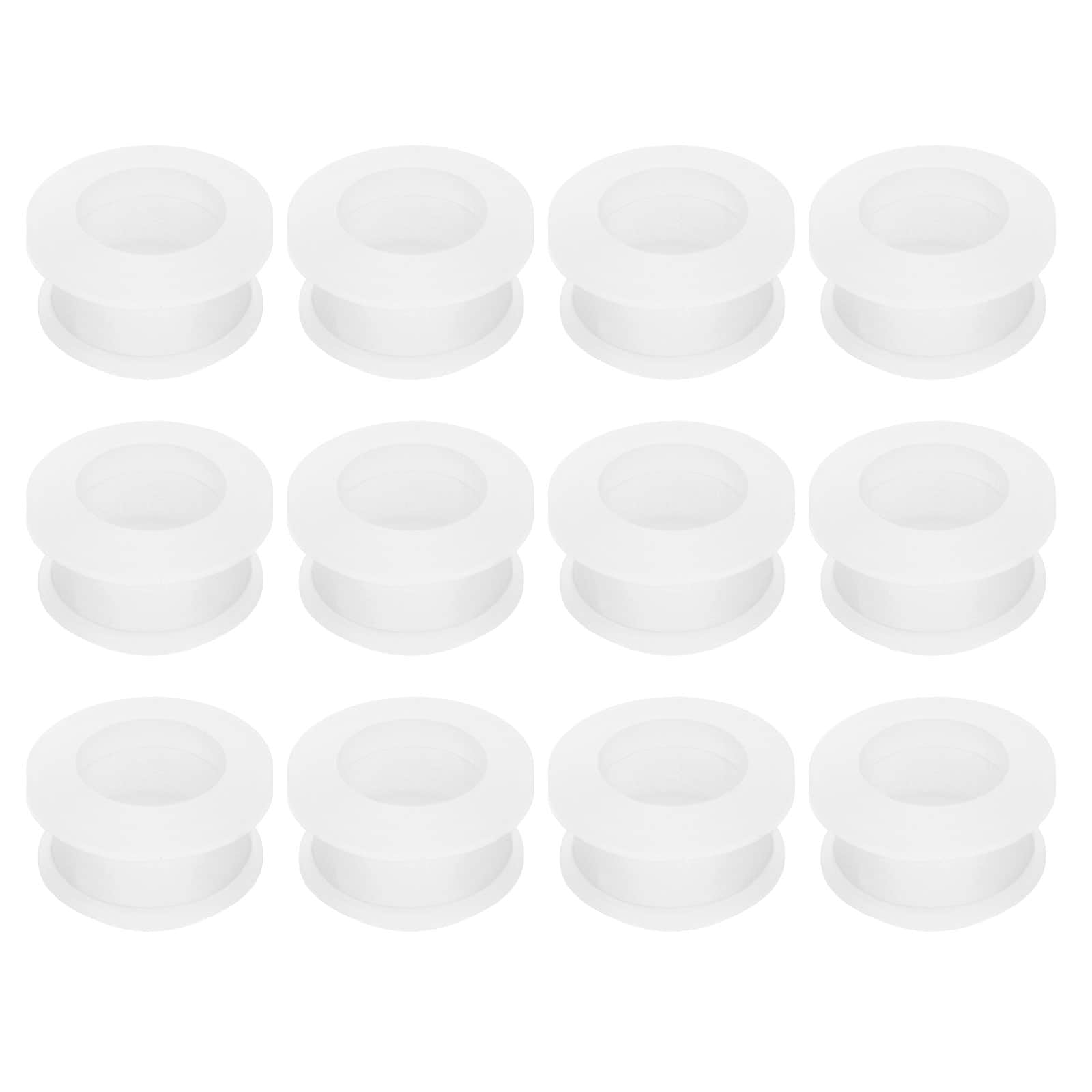 Unique Bargains 12pcs Rubber Grommets 16mm Drill Hole 12mm ID Hole Top Hat Grommet Clear Silicone Rubber Hole Plug Gasket for Wiring Automotive