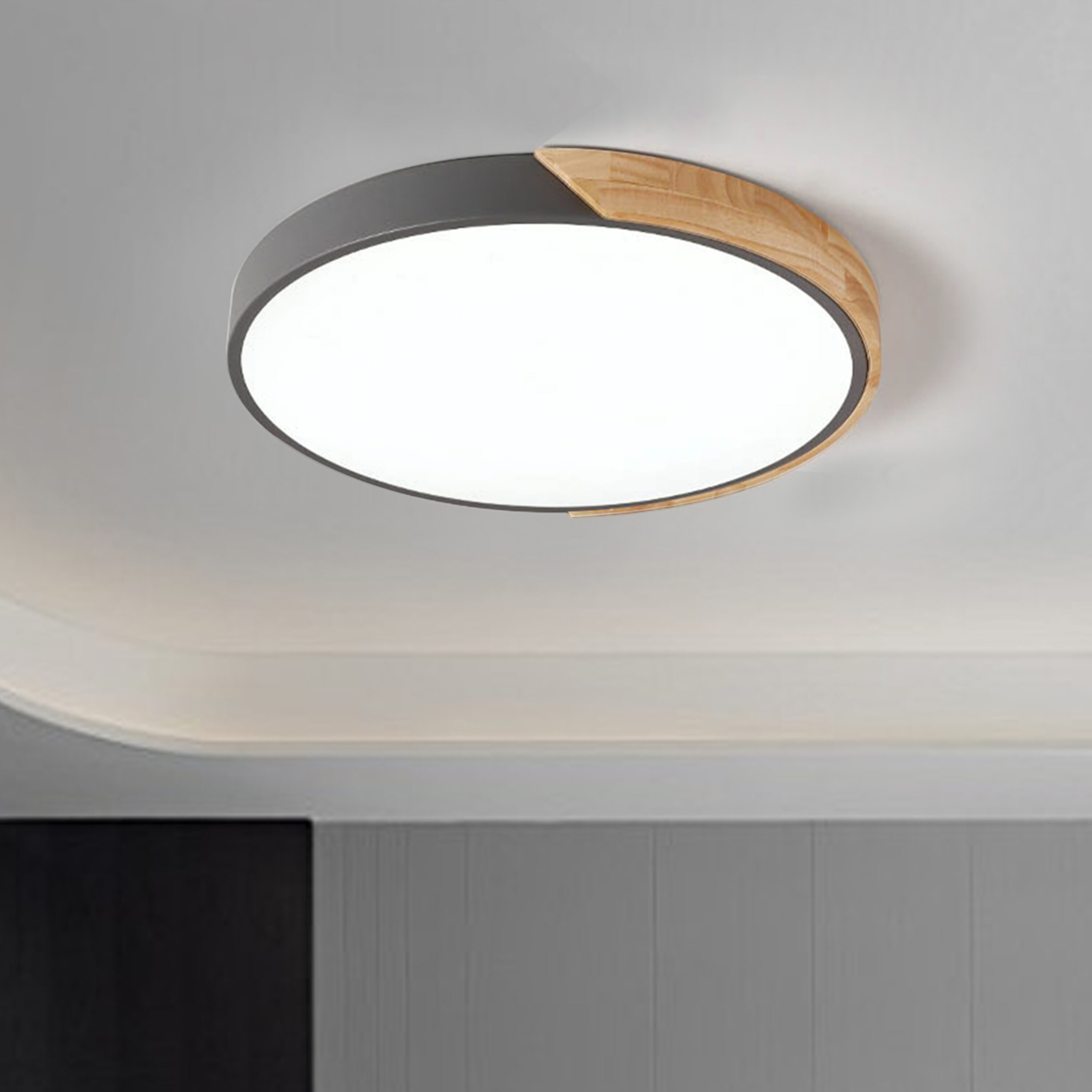 HUOKU PD1003631 Lumin 1 -Light 19.7-in Gray Integrated LED Flush Mount Light
