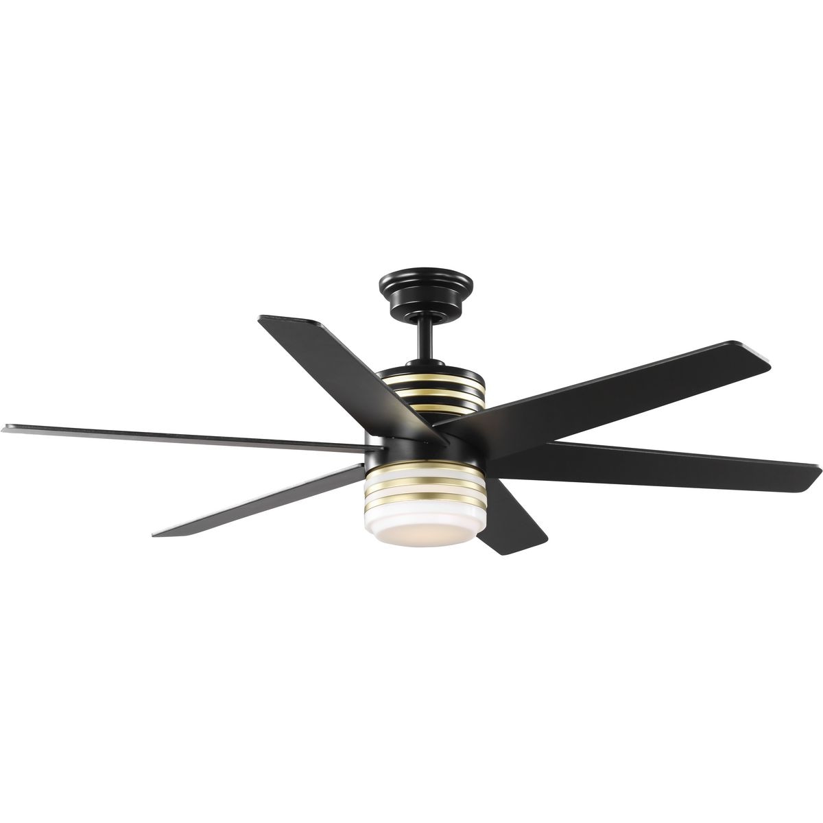 Progress Lighting P250074-31M-30 Carrollwood 56-in Matte Black with Chestnut Blades Ceiling Fan With Light - Remote Included ( 6 -Blade )
