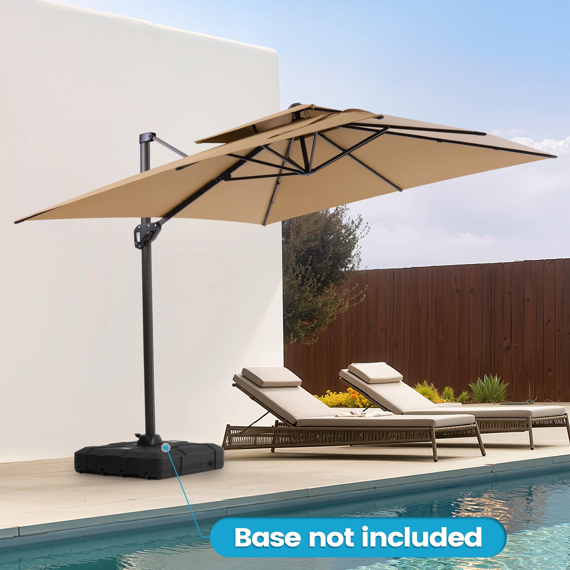 Crestlive Products 11-ft Aluminum Brown Slide-tilt Cantilever Patio Umbrella