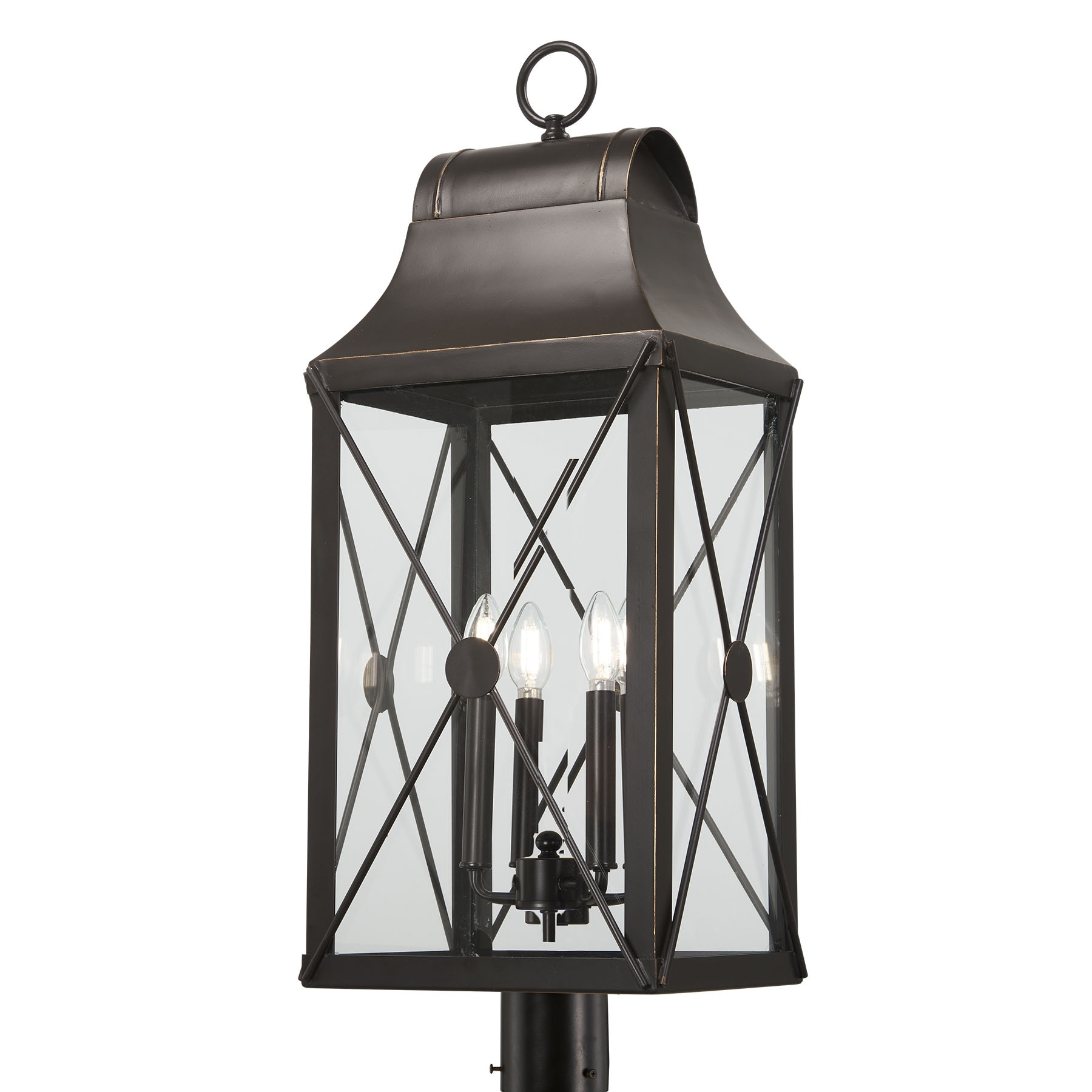 The Great Outdoors 73296-143C De Luz 4 -Light 32.25-in H Oil-rubbed Bronze Hardwired Outdoor Wall Light