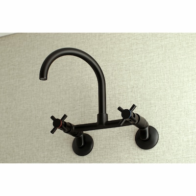 Kingston Brass Concord Matte Black Double Handle Wall-mount Kitchen Faucet