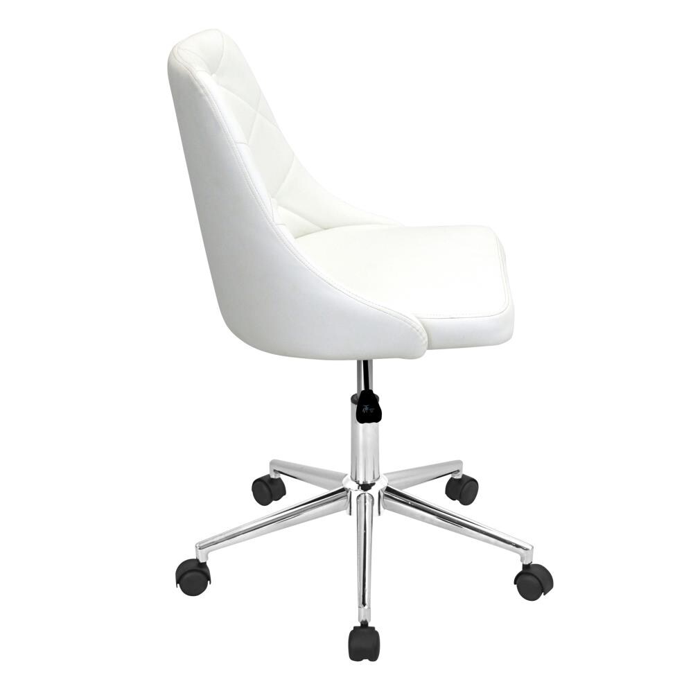 LumiSource Marche White Contemporary Adjustable Height Swivel Faux ...