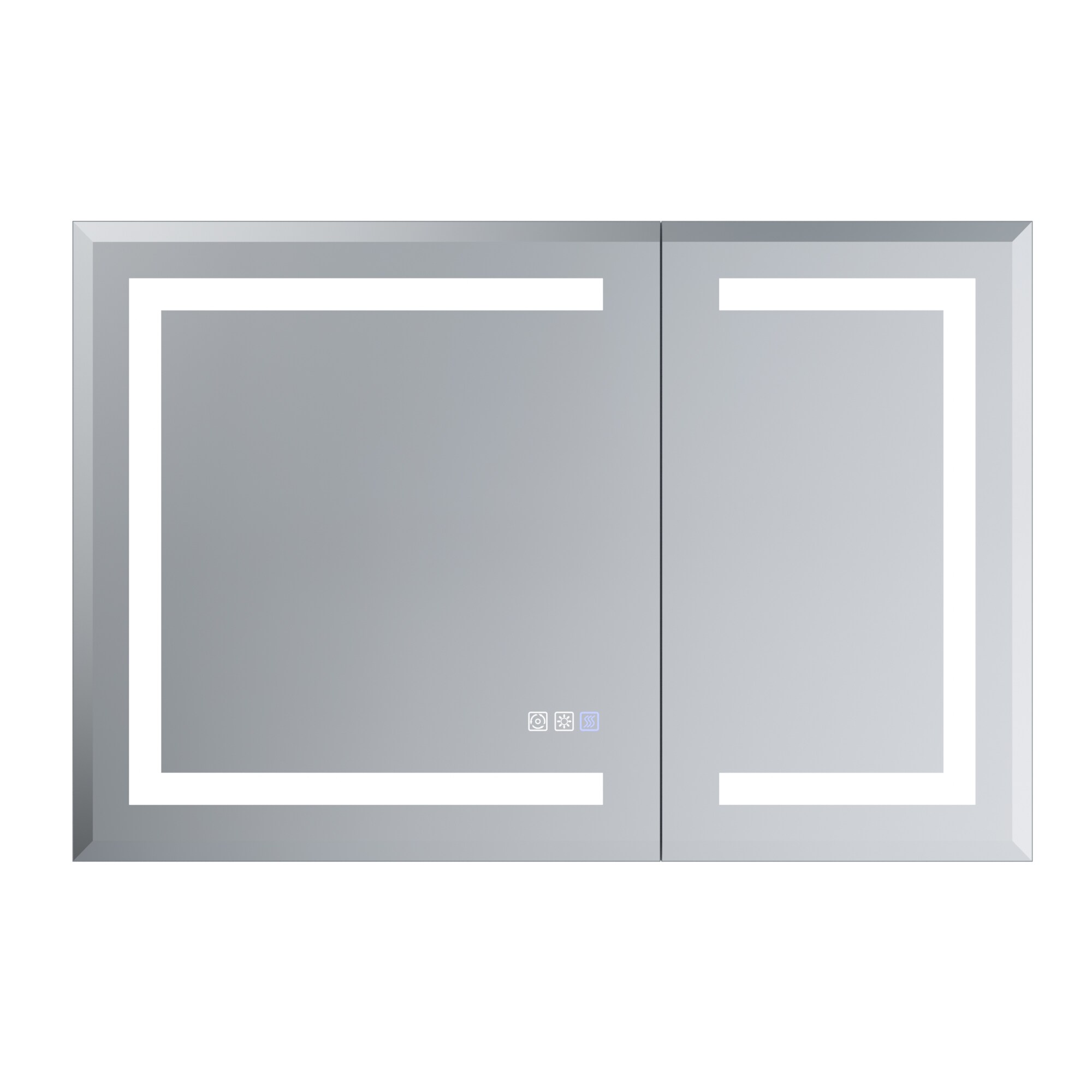 Ayelon 36-in x 24-in Lighted LED Fog Free Surface/Recessed Mount Silver Mirrored Rectangle Soft Close Medicine Cabinet with Outlet #20AY3624V16DX