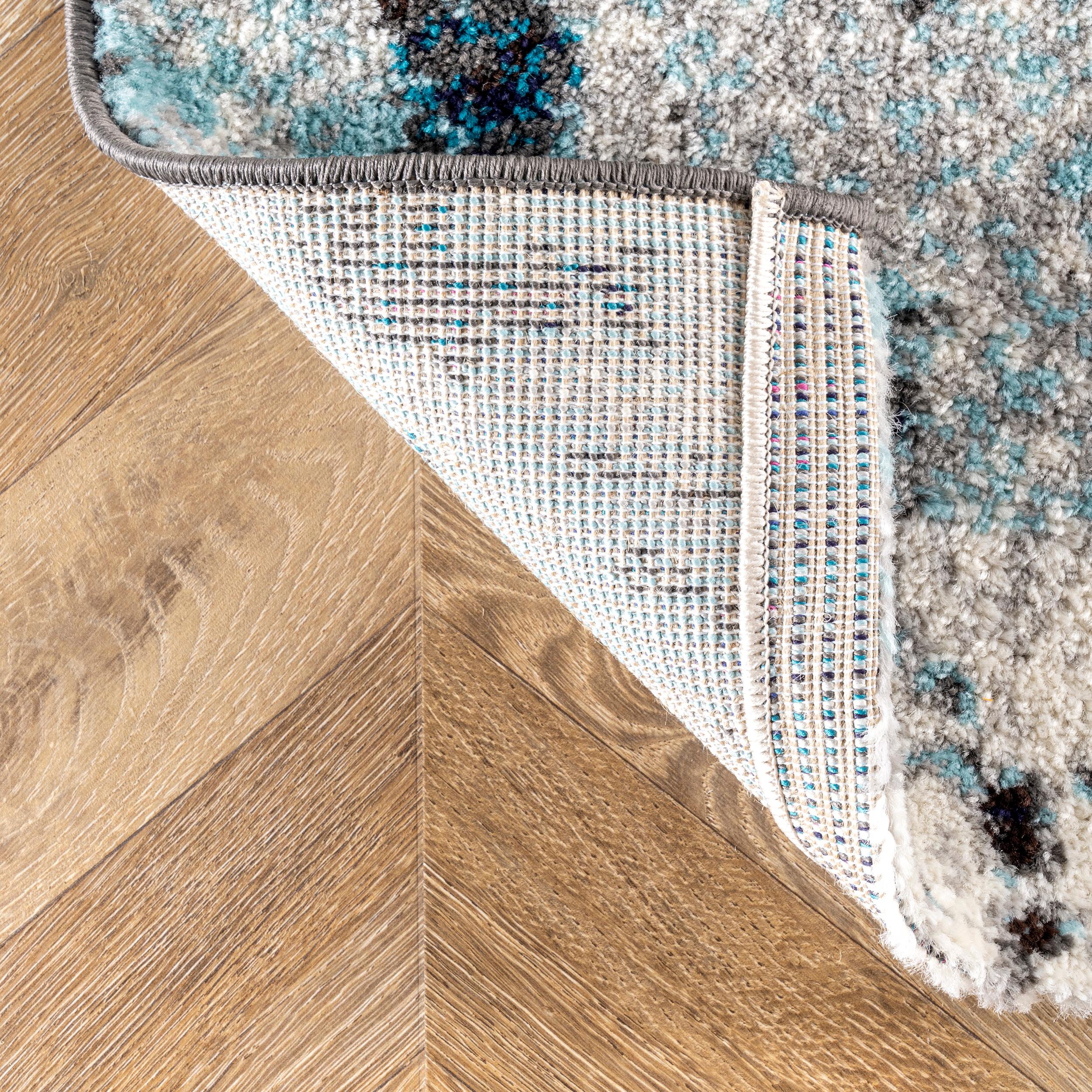Haydee Blue and Gray Abstract Reversible Runner Rug
