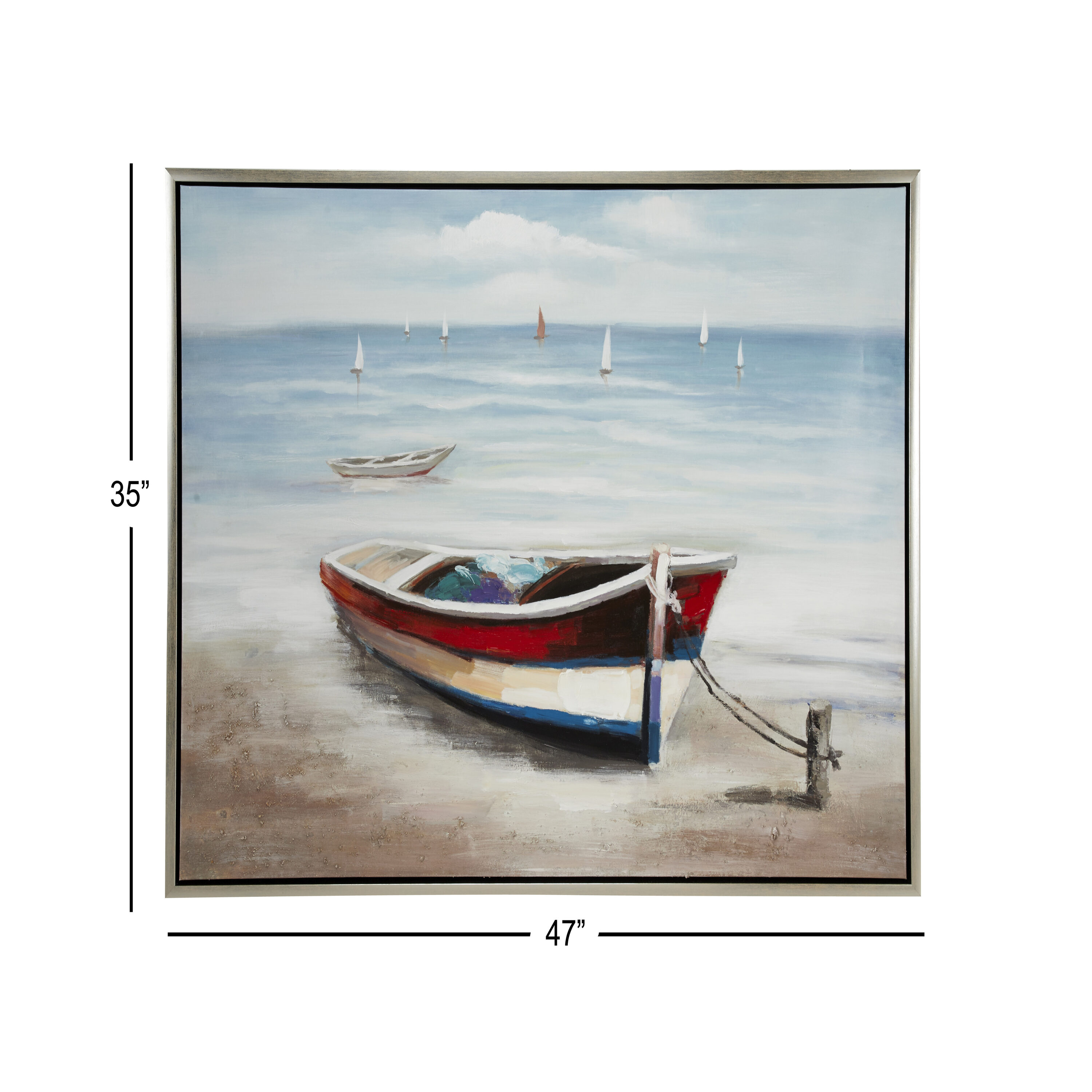 Multi Colored Nautical Acrylic Canvas Framed Wall Art