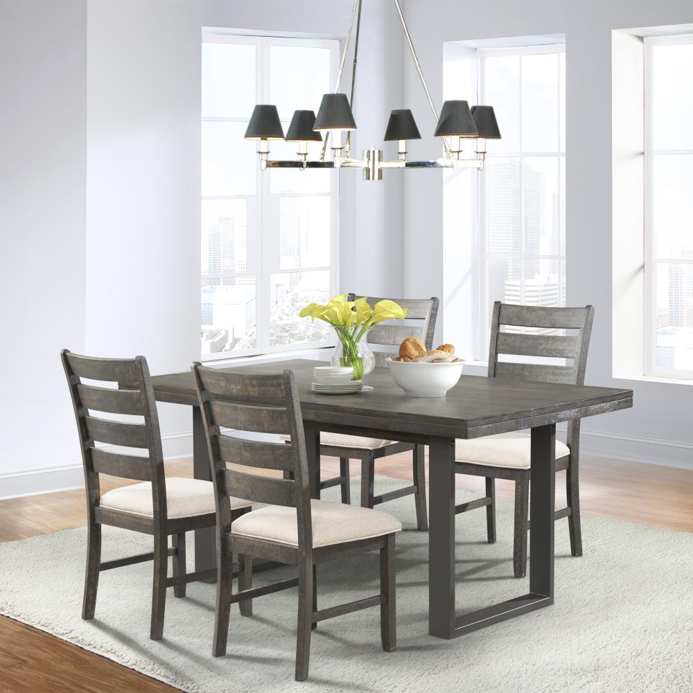 Dark dining table with light online chairs