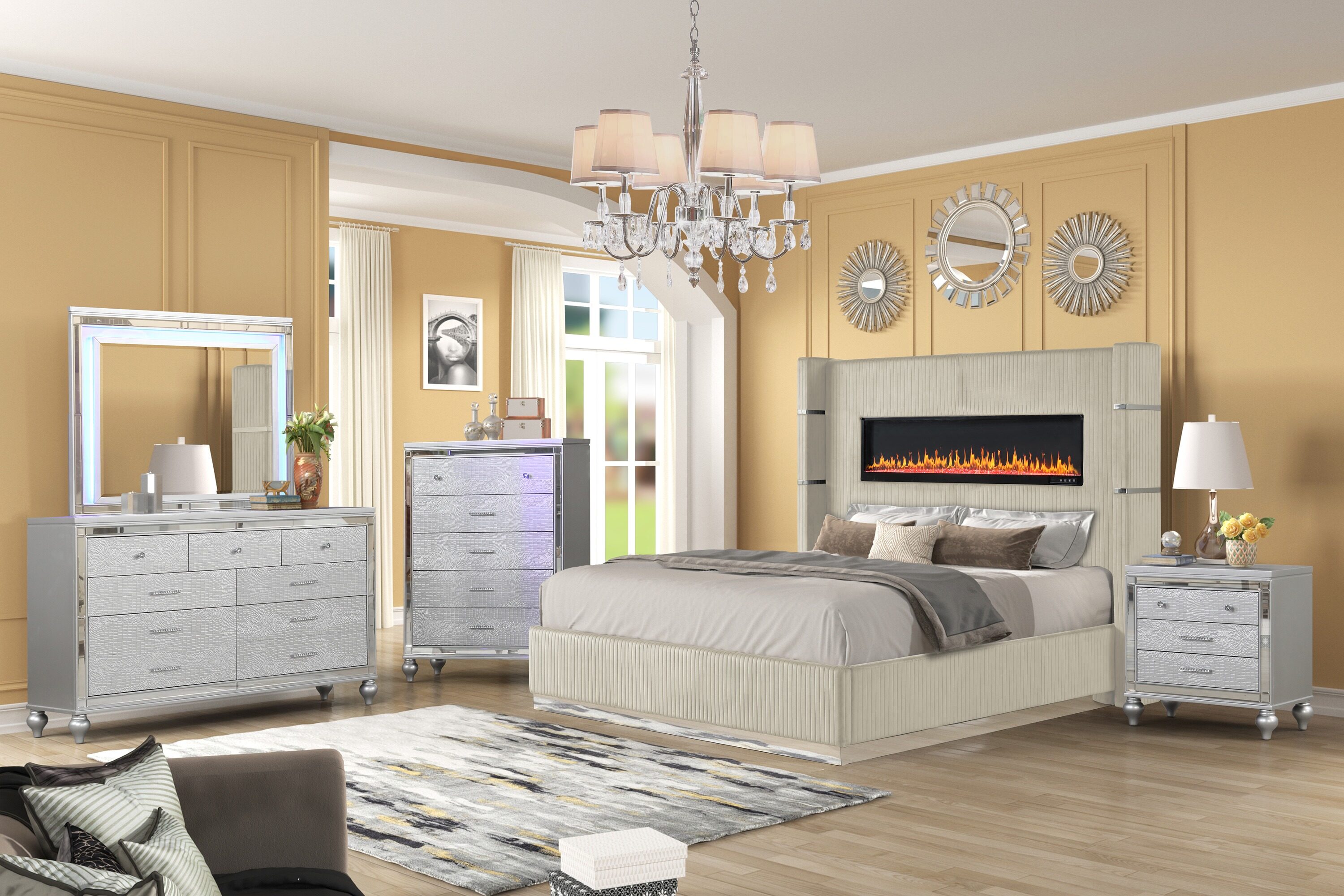 Galaxy 698781076316 Lizelle Beige Queen Bedroom Set