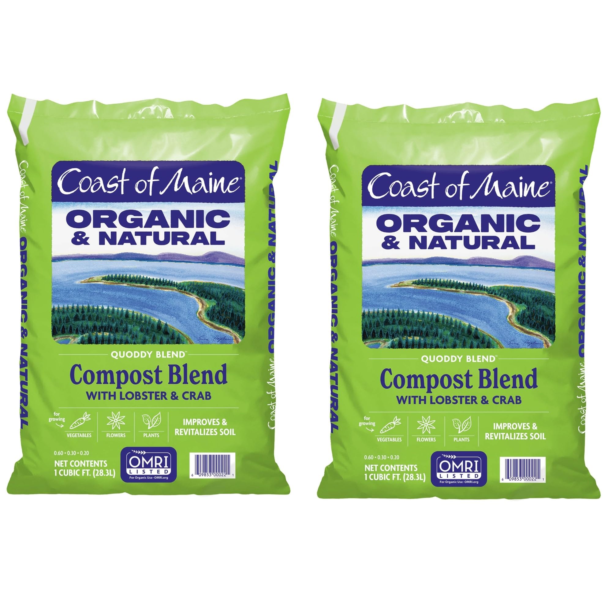 Coast of Maine - Quoddy Blend 1 cu ft (Pack of 2) Organic and Natural Compost Blend with Lobster...