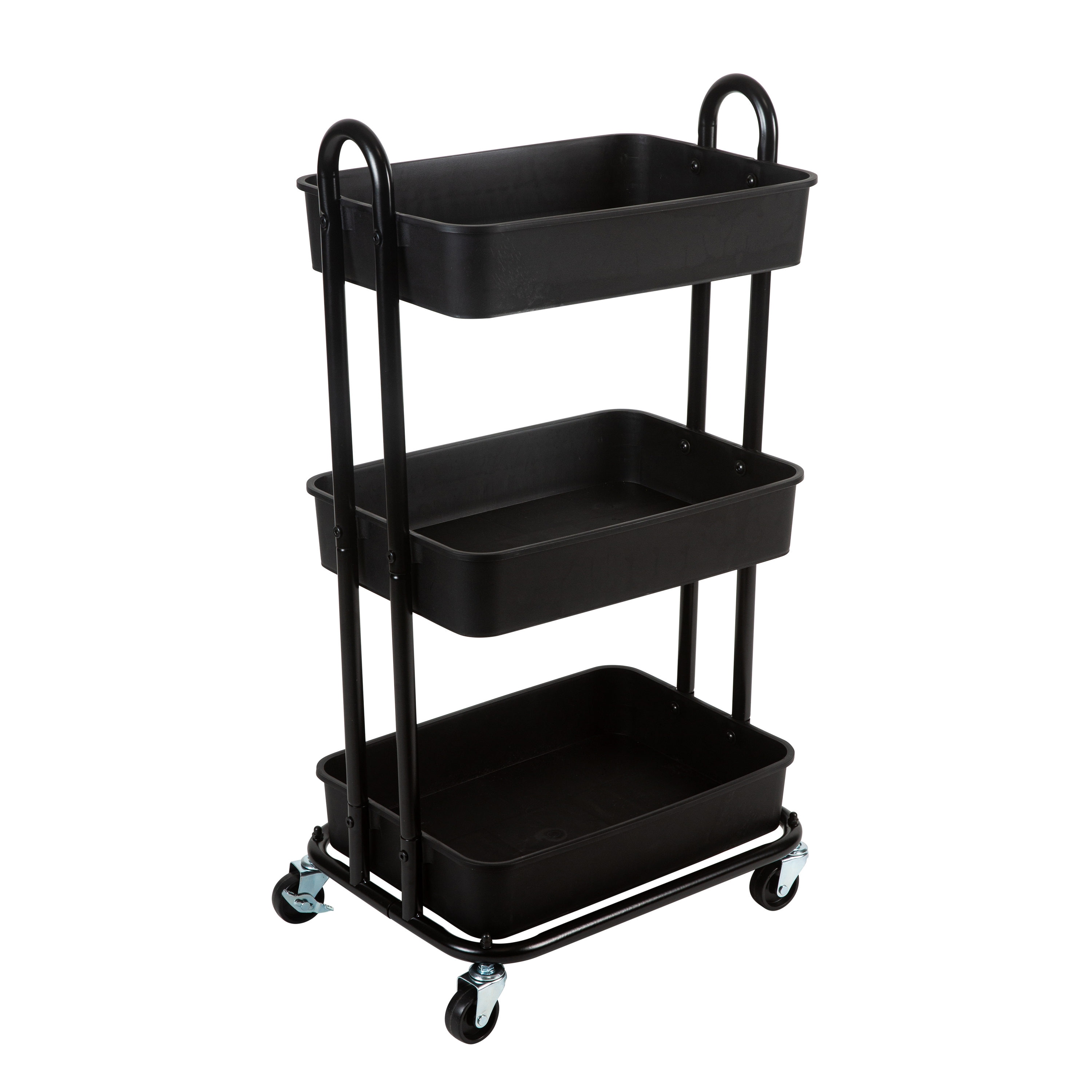 WEN Black Plastic Utility Cart - Two-Tray 300lb Capacity Double Decker  Service & Utility Cart - Multi-Level Storage - 4-inch Swivel Casters in the Utility  Carts department at