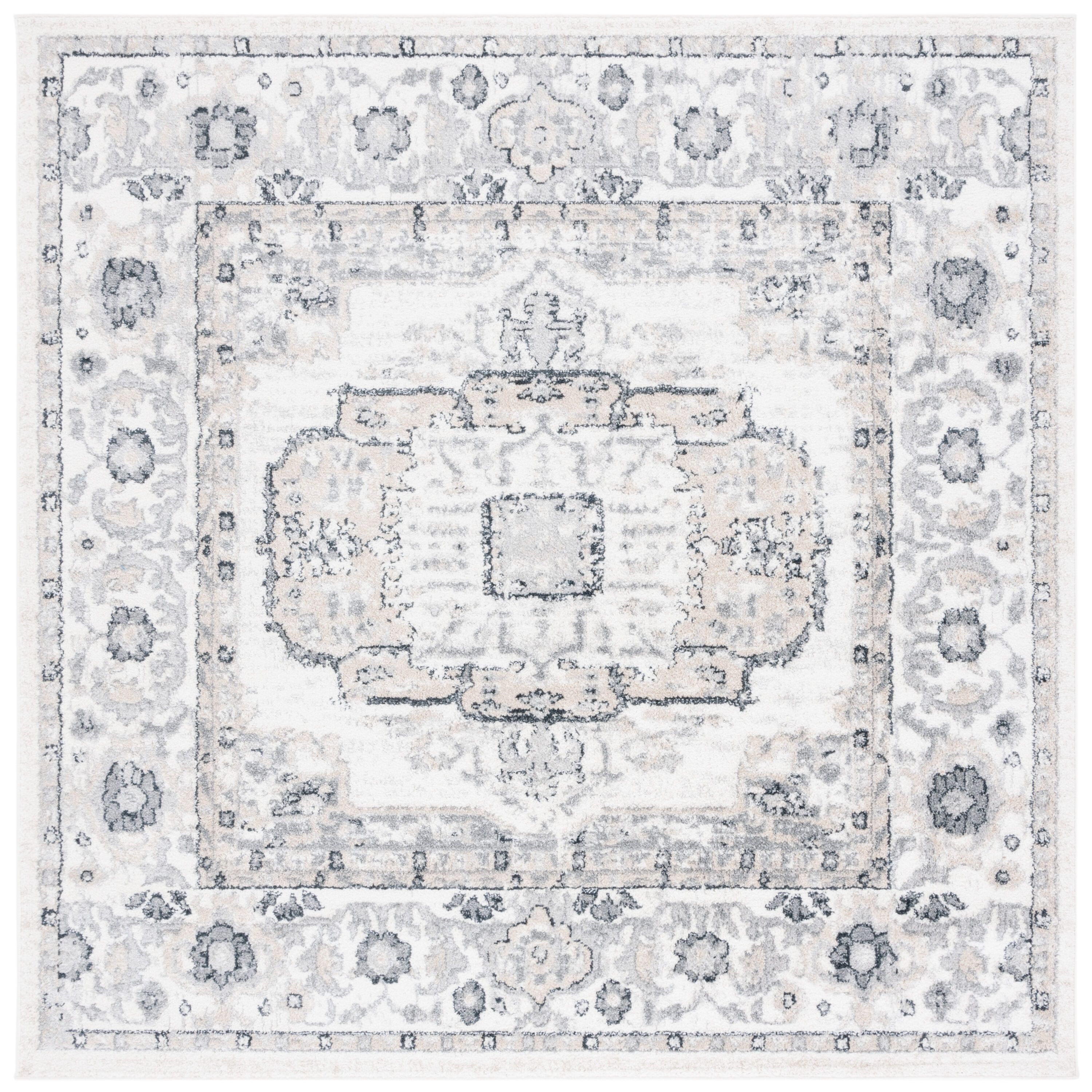 Layla 111F Ivory Grey/Charcoal 7 X 7 Area Rug