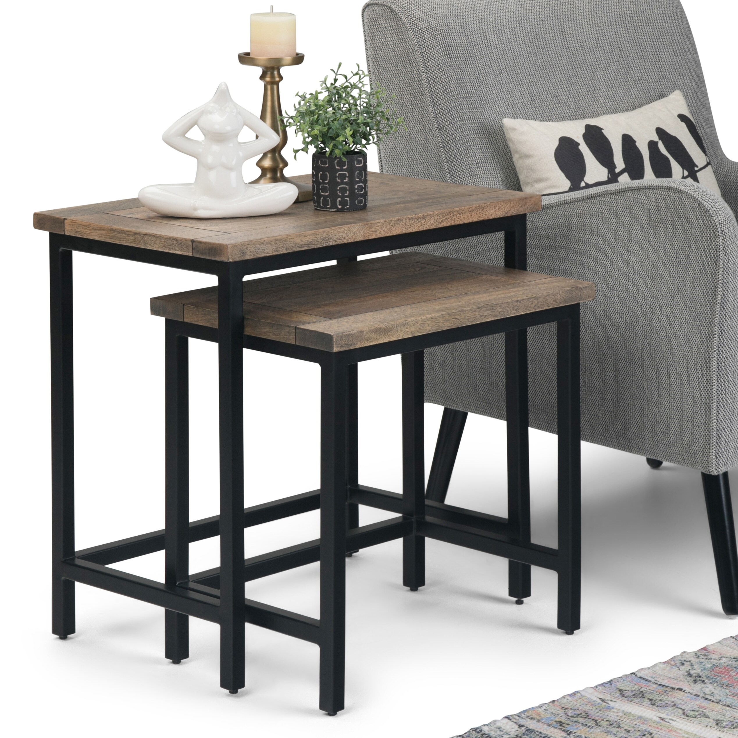 Simpli Home Skyler 24.8-in W x 24-in H Beach Brown Wood Modern End Table  Assembly Required in the End Tables department at