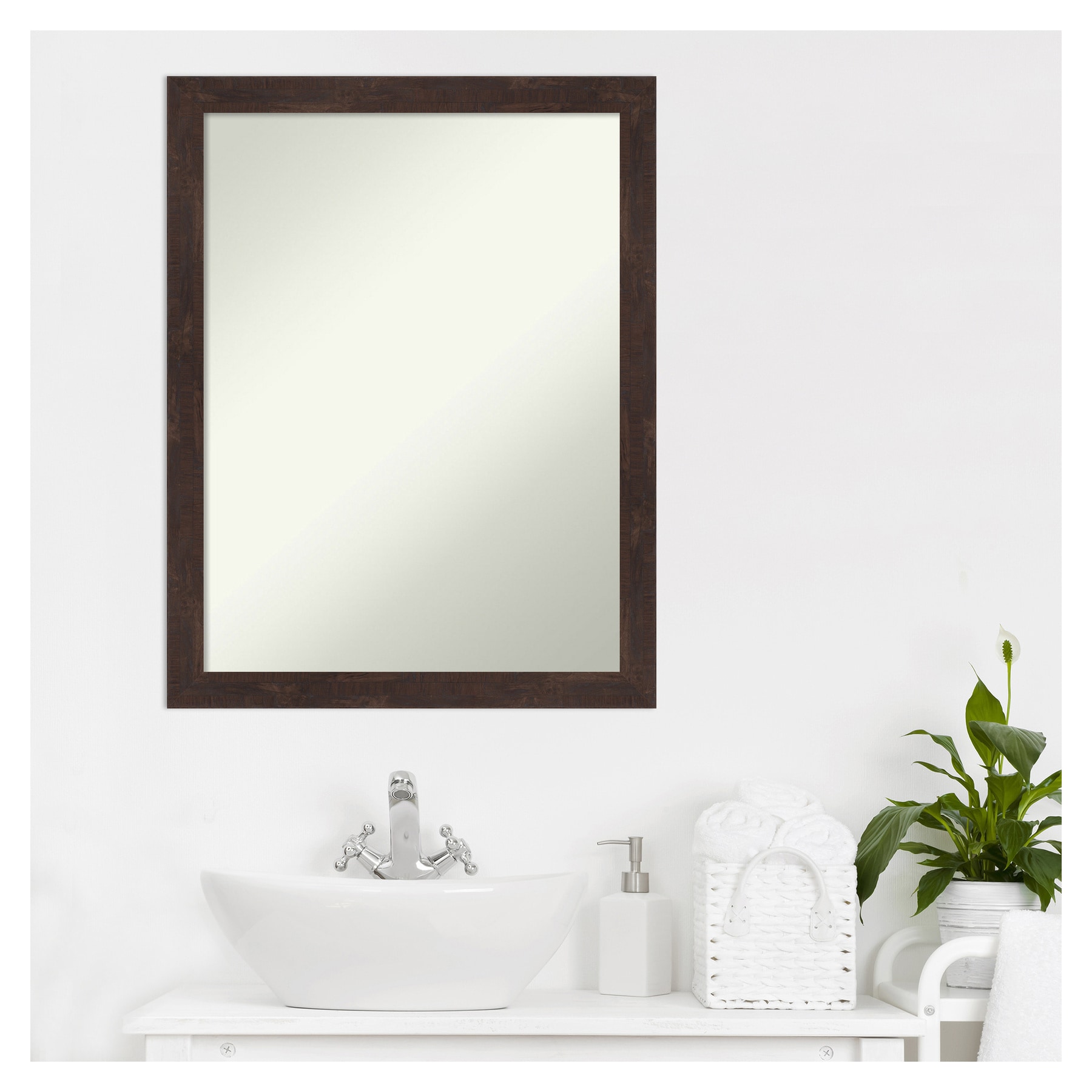 Fresco Dark Walnut Wood Framed Bathroom Vanity Mirror