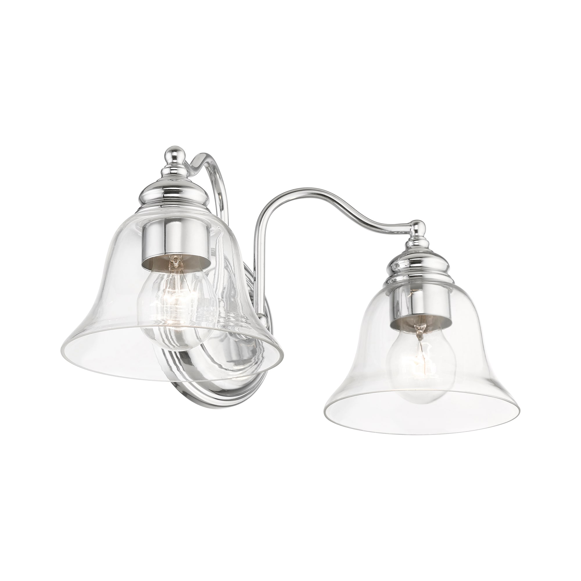 Moreland Polished Chrome Dual Light Vanity with Hand Blown Glass