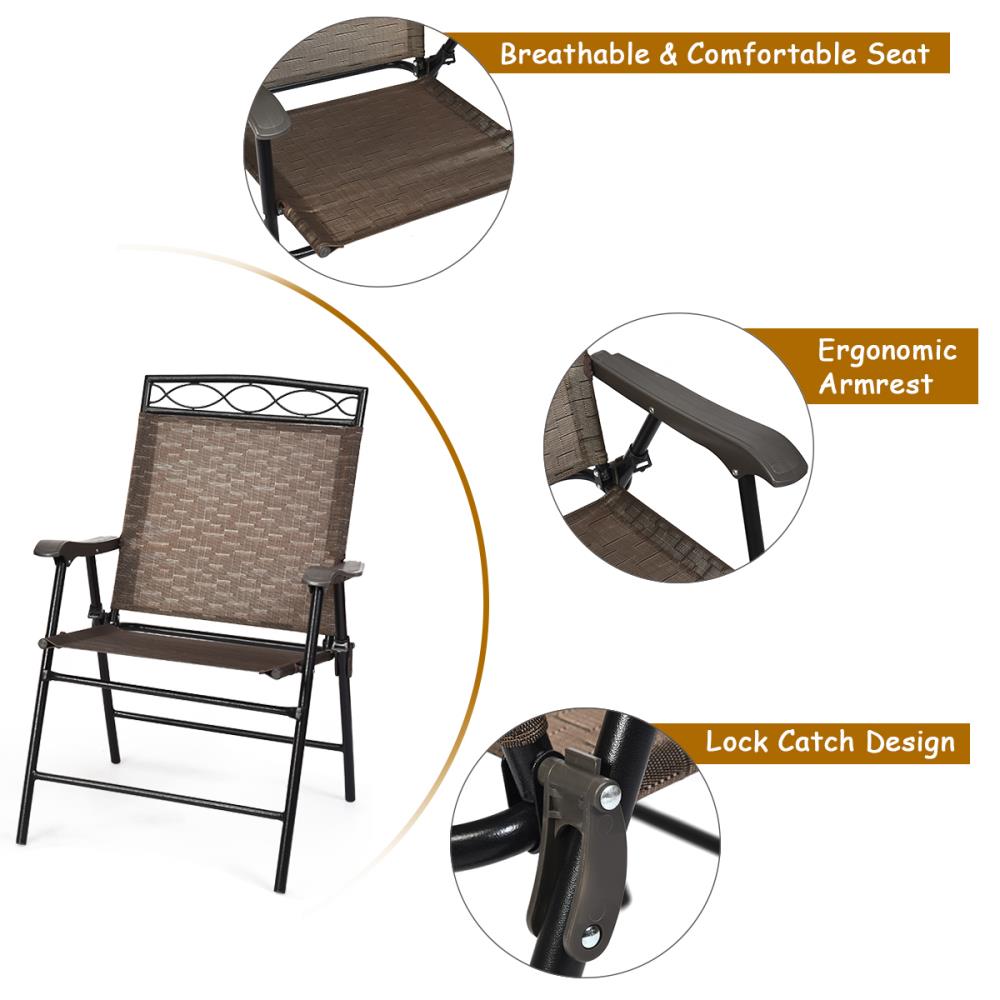 Goplus Costway 3-Piece Rattan Patio Conversation Set with Brown Costway