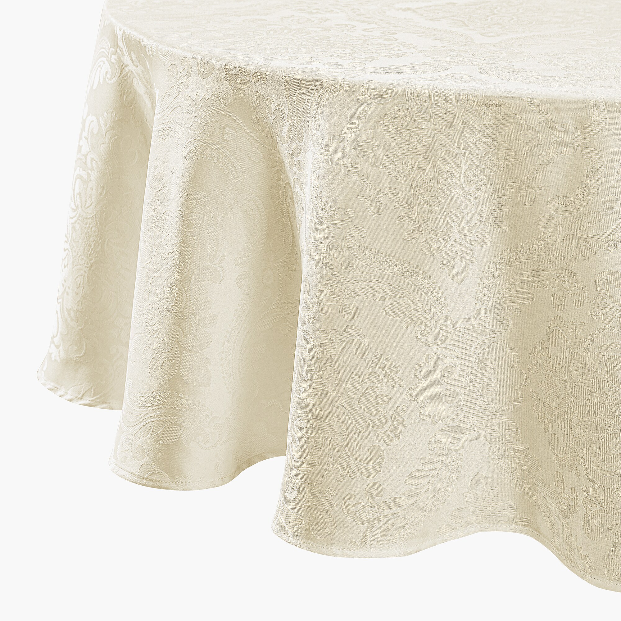Elrene Home Fashions 739550333022 Caiden Woven Damask 90" Round Indoor Ivory Table Cover for 72-in round