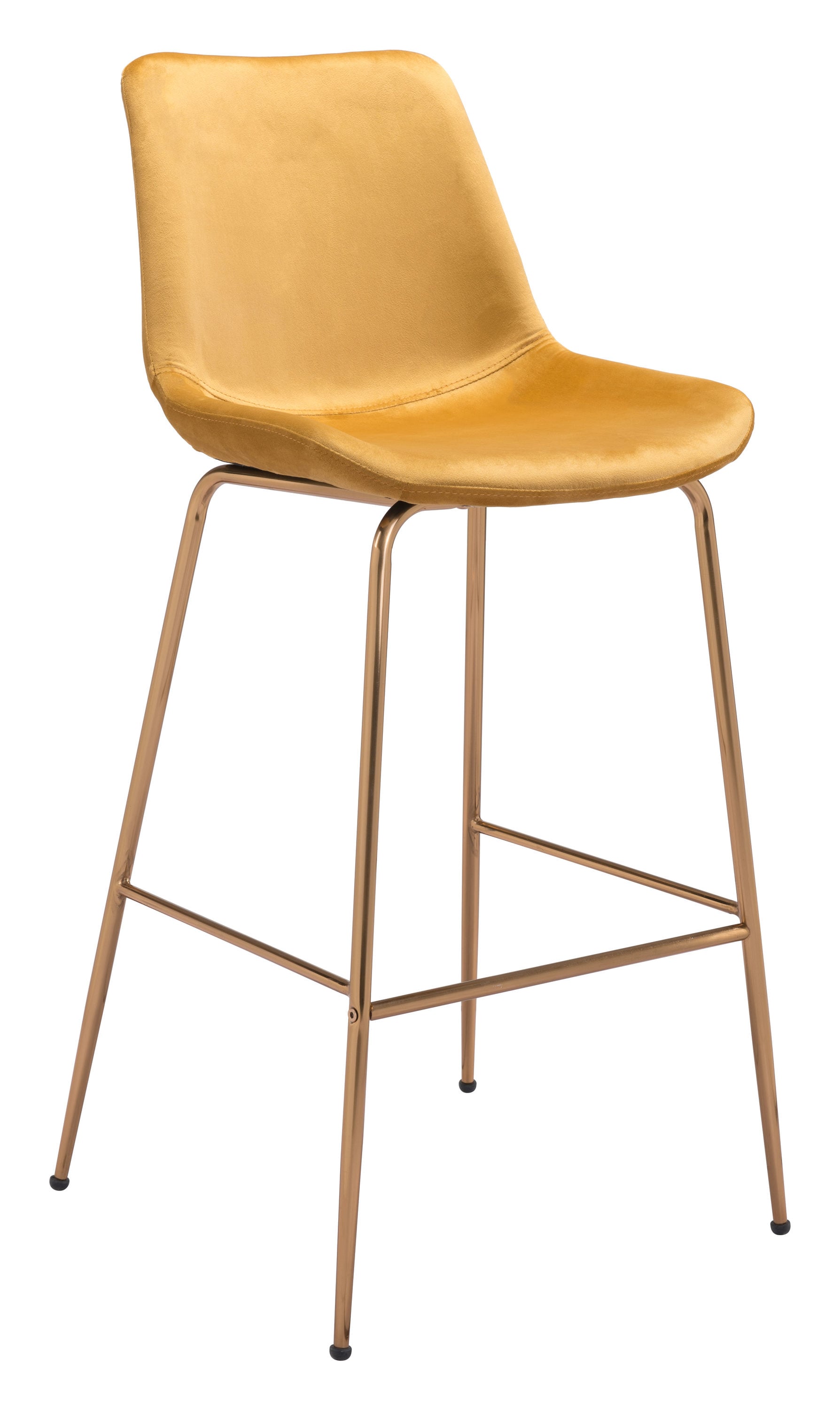 Zuo Modern 101758 Tony Yellow 30.7-in H Bar height Upholstered Metal Bar Stool Back