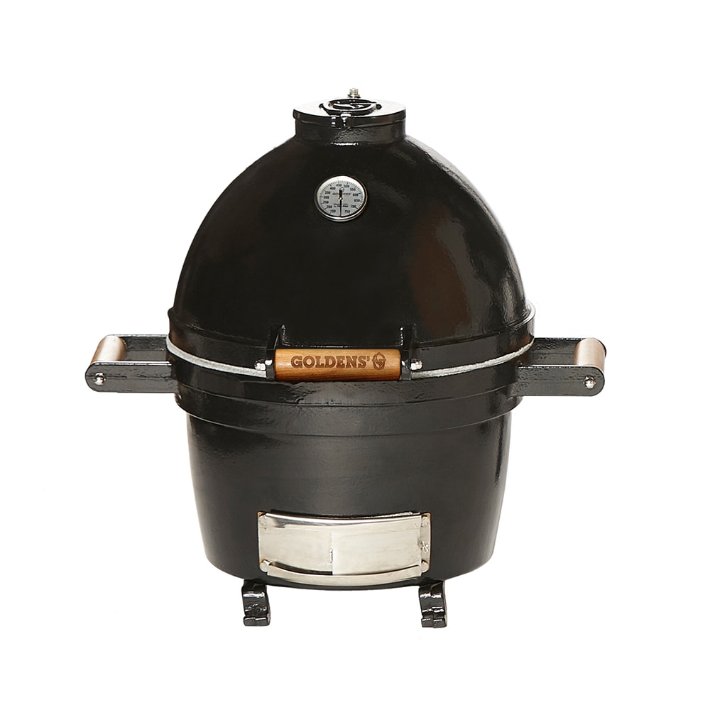 Goldens' Cast Iron 13607 Cast Iron Cooker 14-Inches W Black Kamado Charcoal Grill