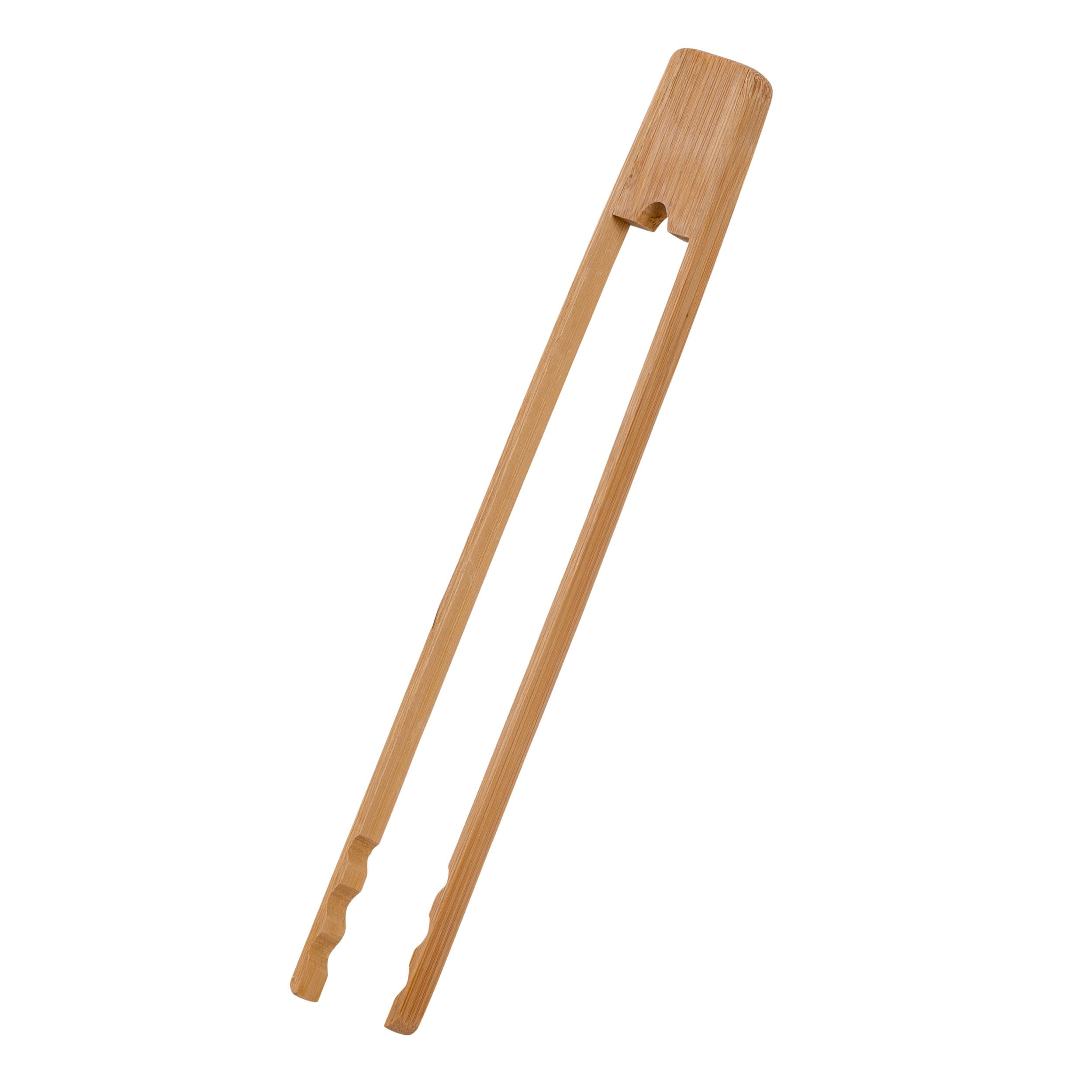 Joyce Chen 11 Inch Burnished Bamboo Tongs with Serrated Teeth #J33-2047