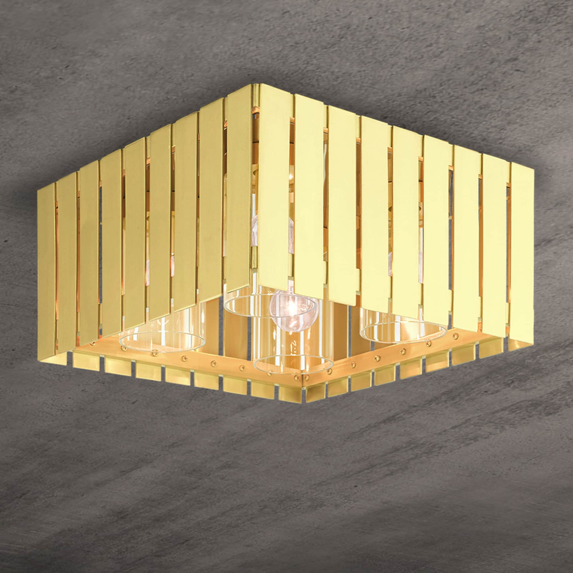 Satin Brass Greenwich Geometric 4-Light Indoor/Outdoor Flush Mount