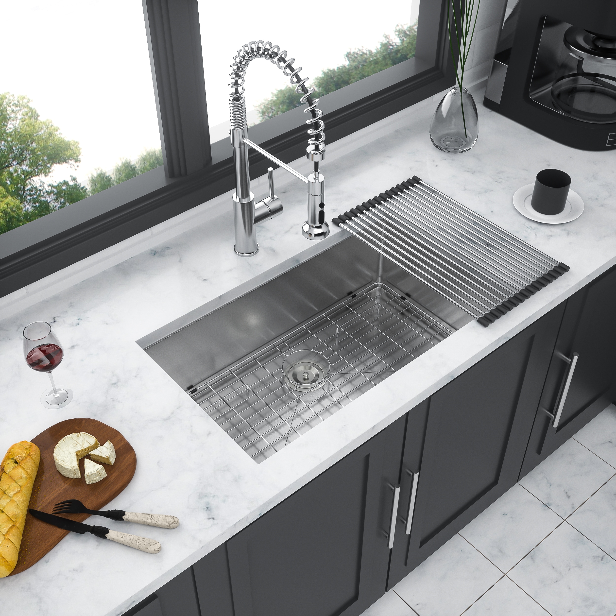 Tinyhomie 30x19x9 Inch Undermount 16Gauge Stainless Steel Deep Single Bowl Kitchen Sink