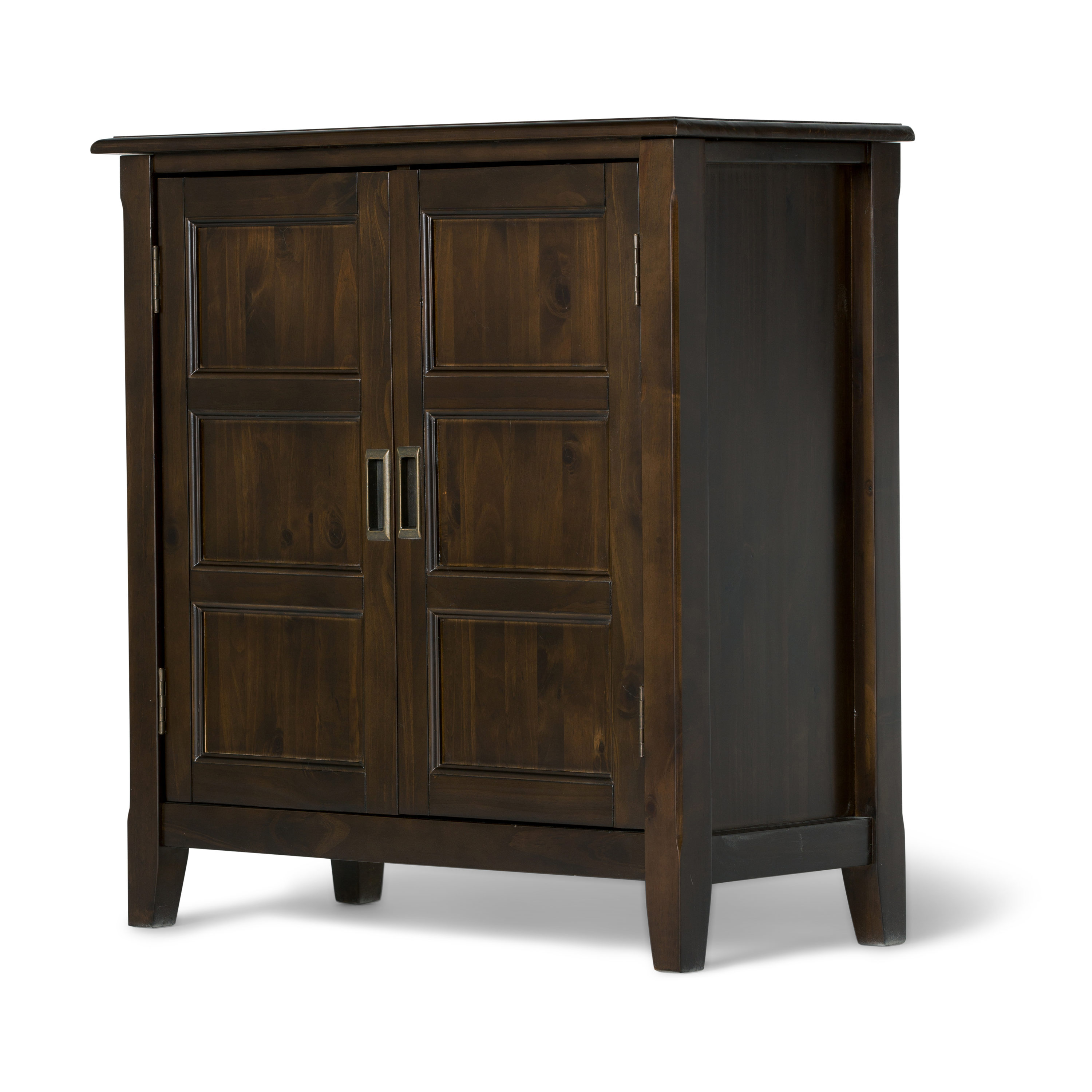 Simpli Home AXCRBUR14-MAH Burlington Mahogany Brown Transitional Wood Media Cabinet