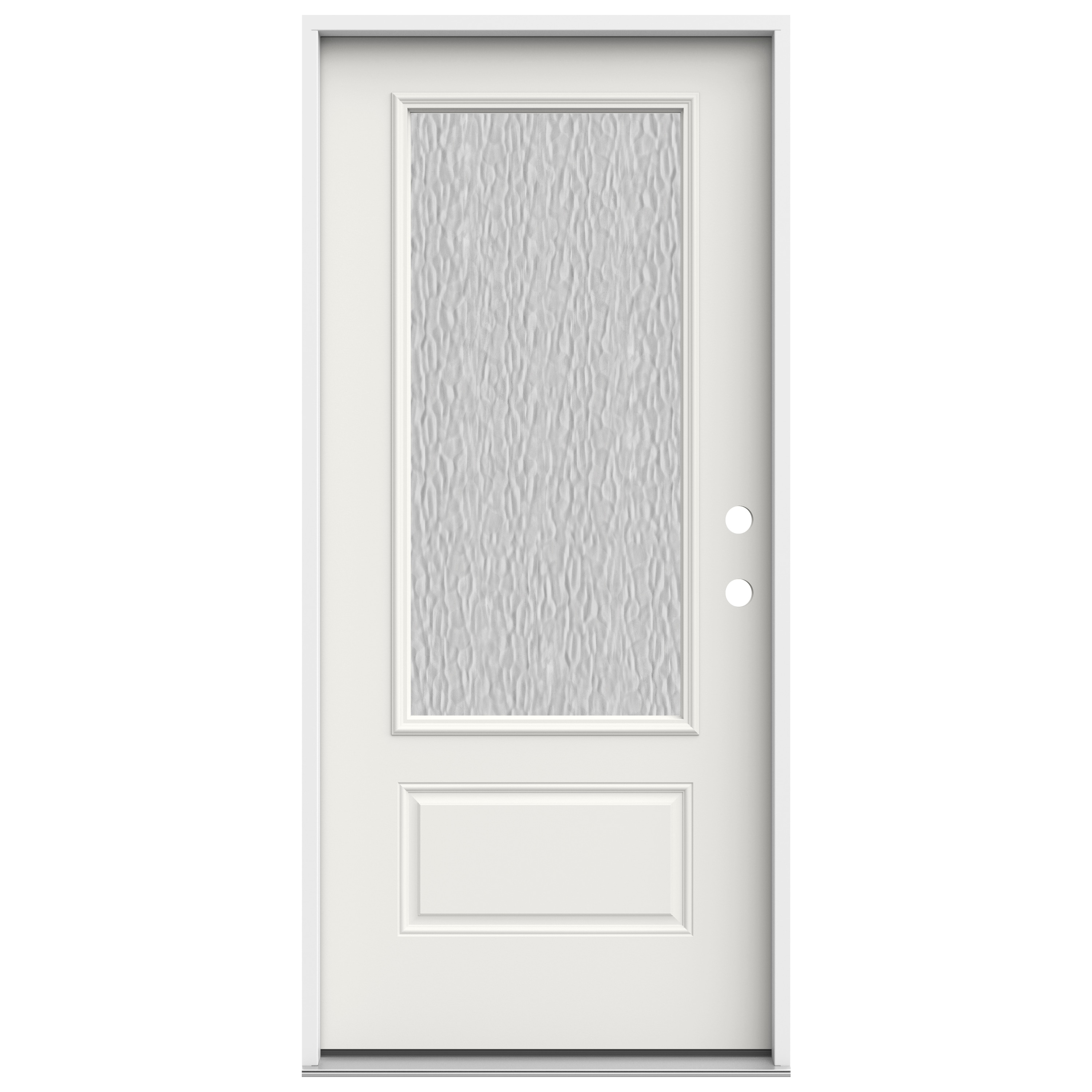 JELD-WEN LOWOLJW230500261 Flemish 36-in x 80-in x 4-9/16-in Steel 3/4 lite Left-hand inswing White Painted Prehung Front Door Insulating core