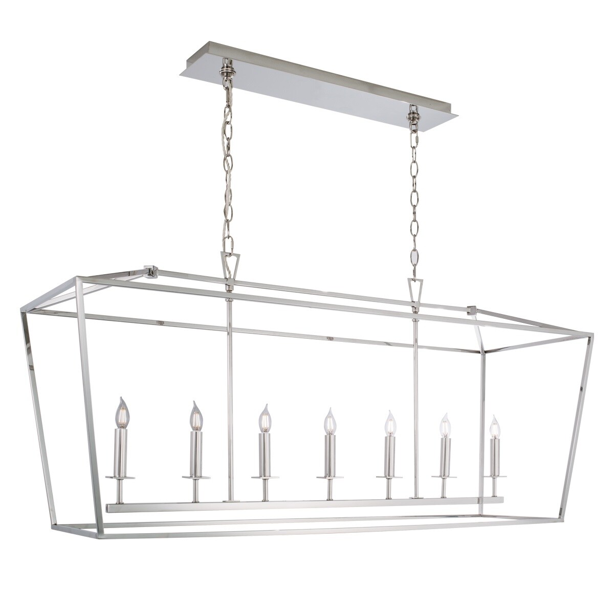 Norwell Lighting 1083-PN-NG Cage 7-Light Polished Nickel Transitional Linear Hanging Kitchen Island Light