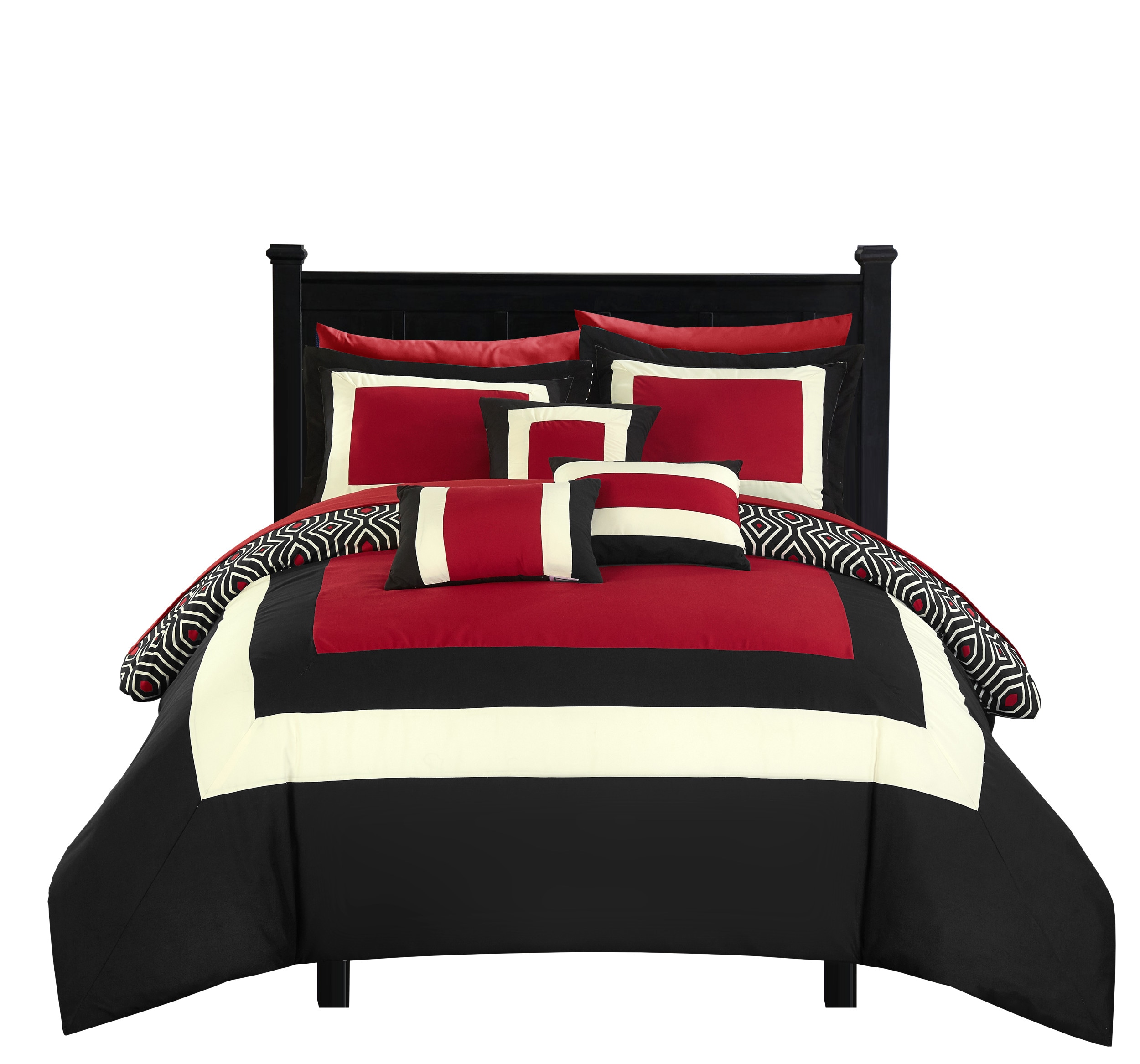 Chic Home Design CS4458-LW Jake 10-Piece Red King Comforter Set