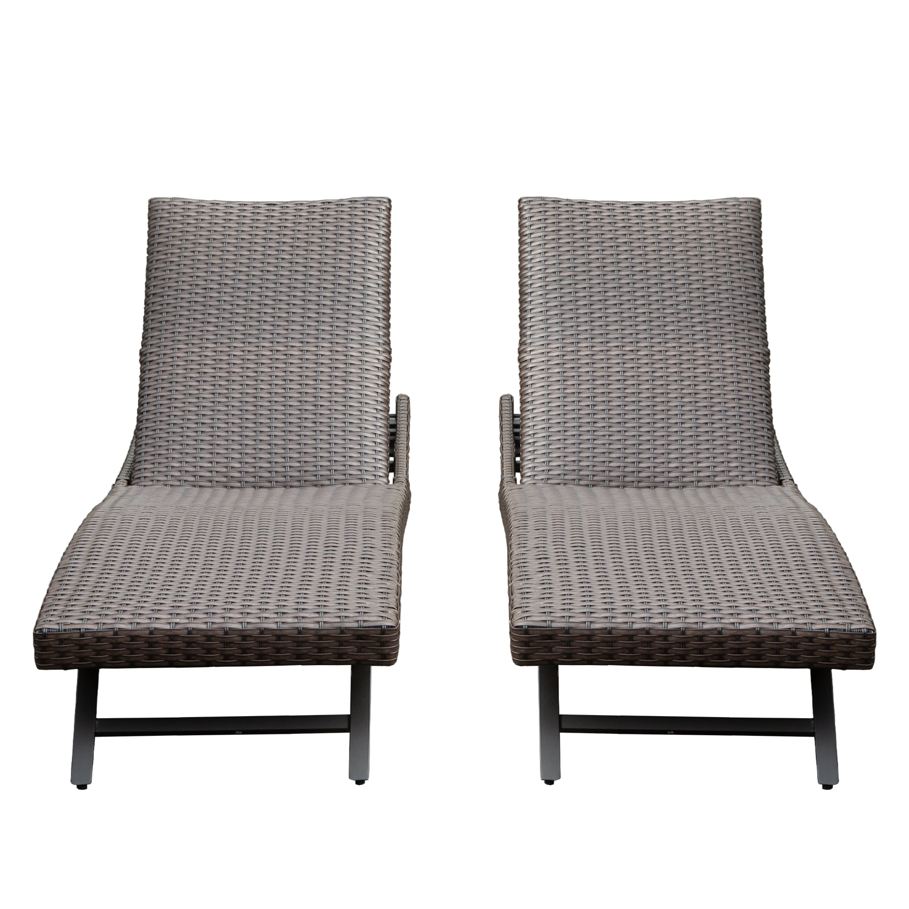 Clihome CL-FOPC360203 All-Weather Set of 2 Wicker Stackable Power-Coated Wicker Frame Stationary Conversation Chair with Woven Seat