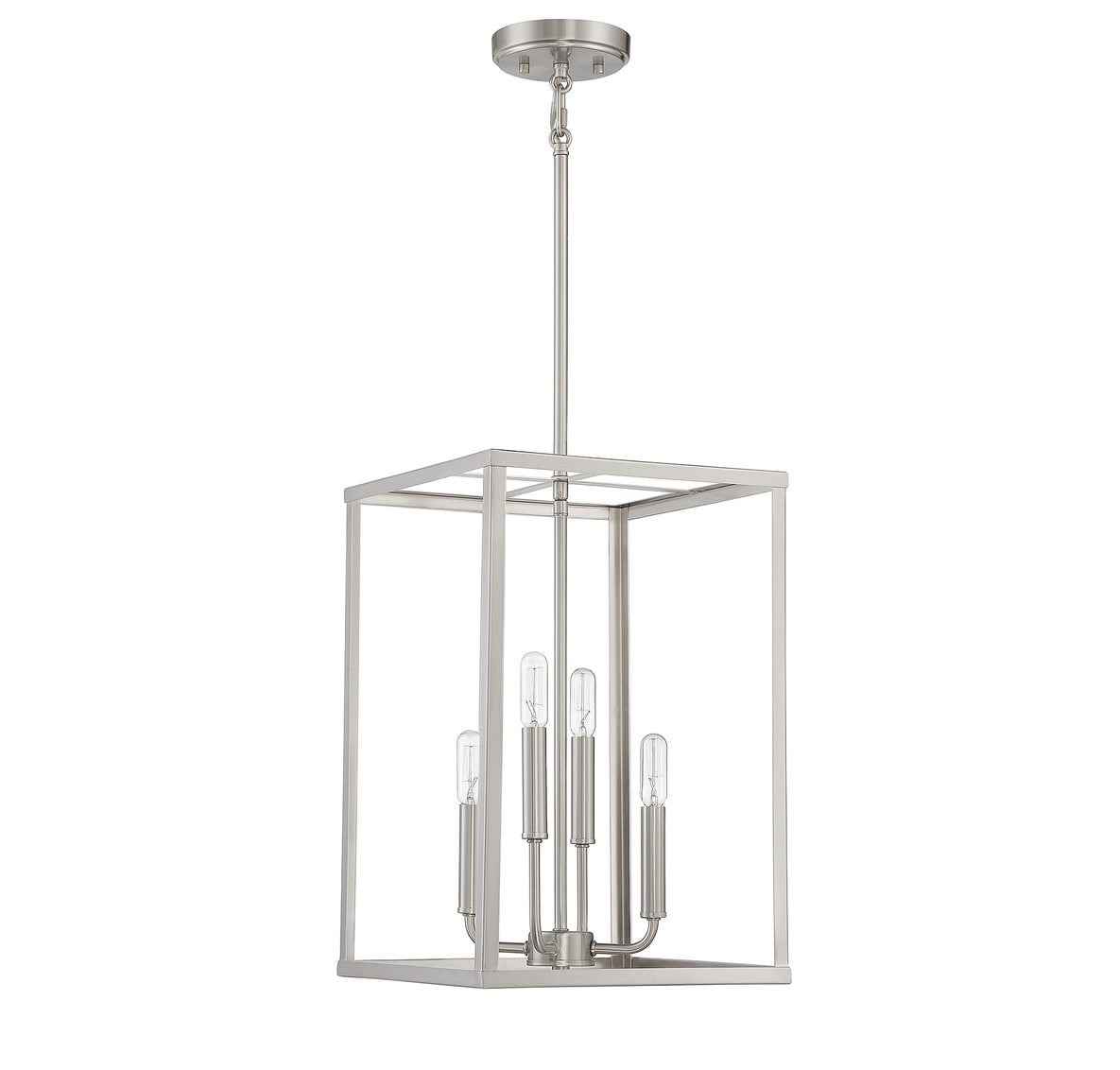 Contemporary Geometric 4-Light Brushed Nickel Pendant
