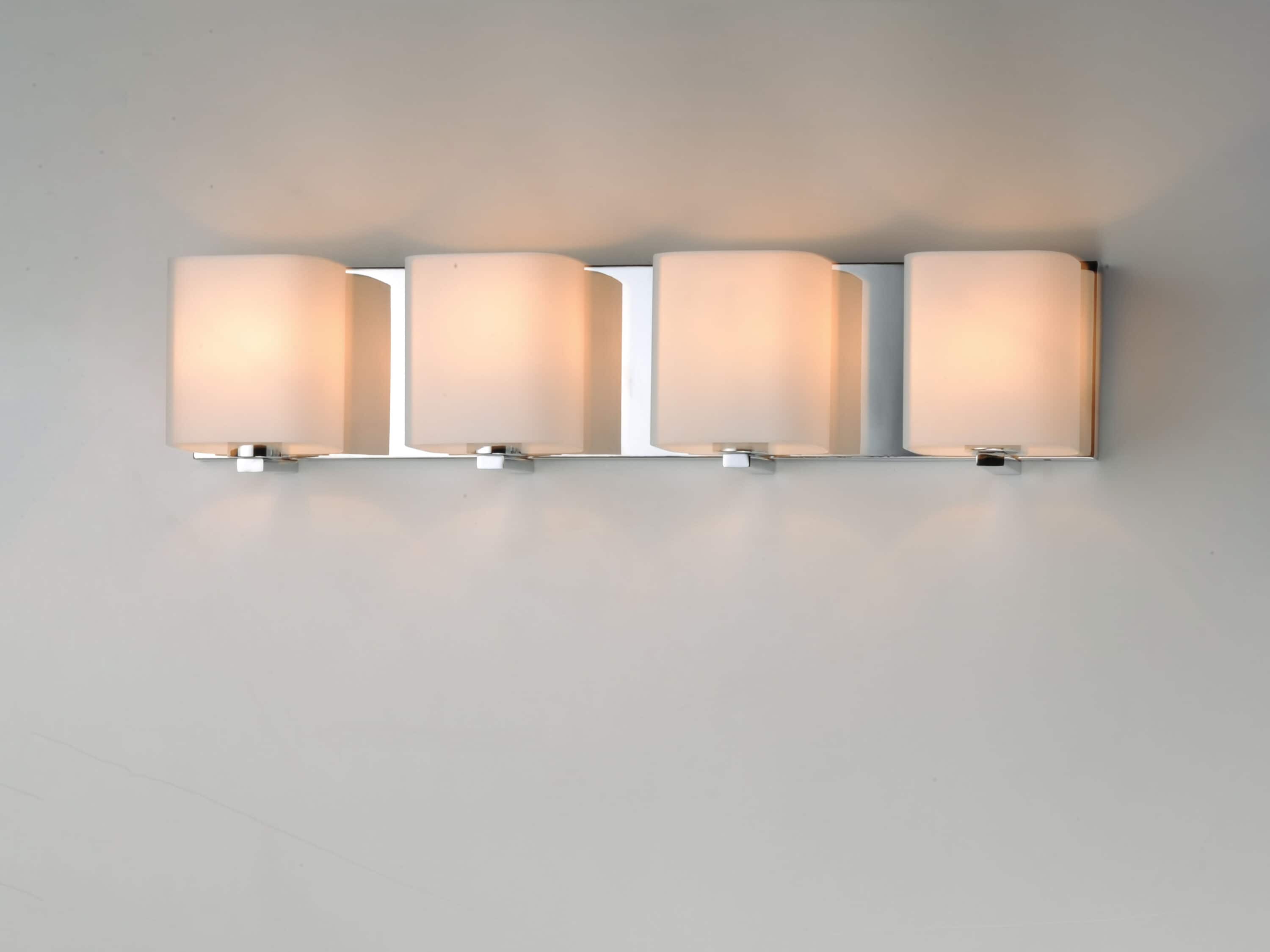 Polished Chrome 4-Light Vanity Fixture with Satin White Glass