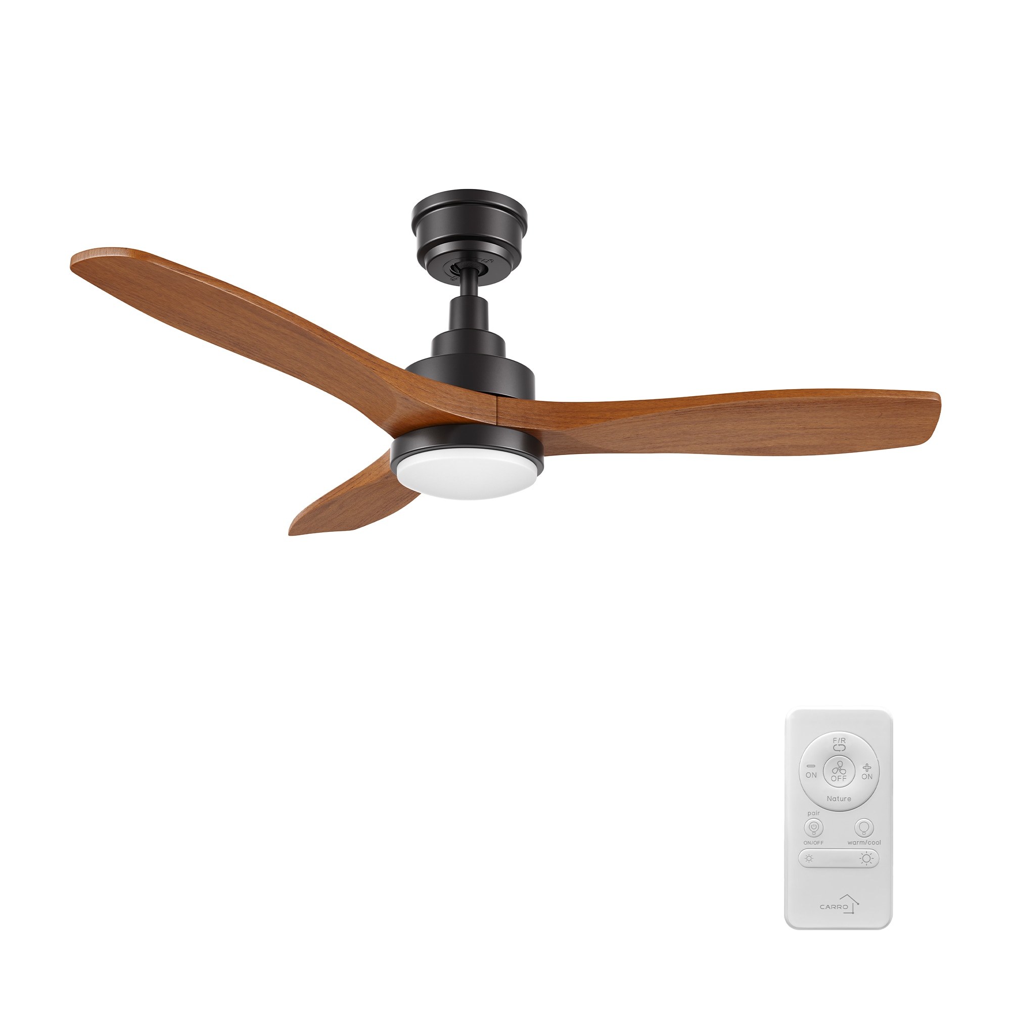 CARRO USA - Ultiem 48-in Black LED Ceiling Fan With Light and Remote Control Included