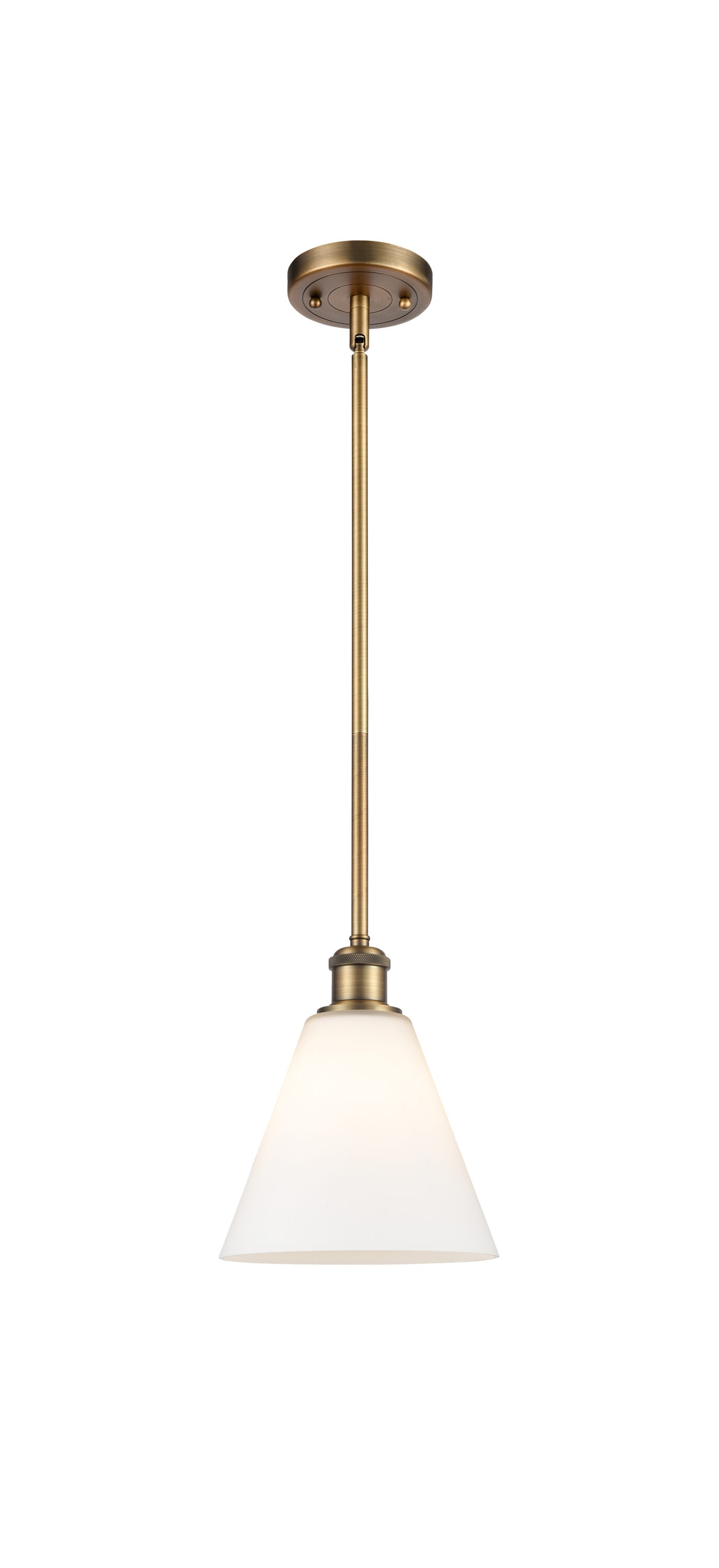 Innovations Lighting 516-1S-BB-GBC-81 Berkshire 1 -Light Brushed Brass Industrial Opal glass Cone Mini Hanging Pendant light