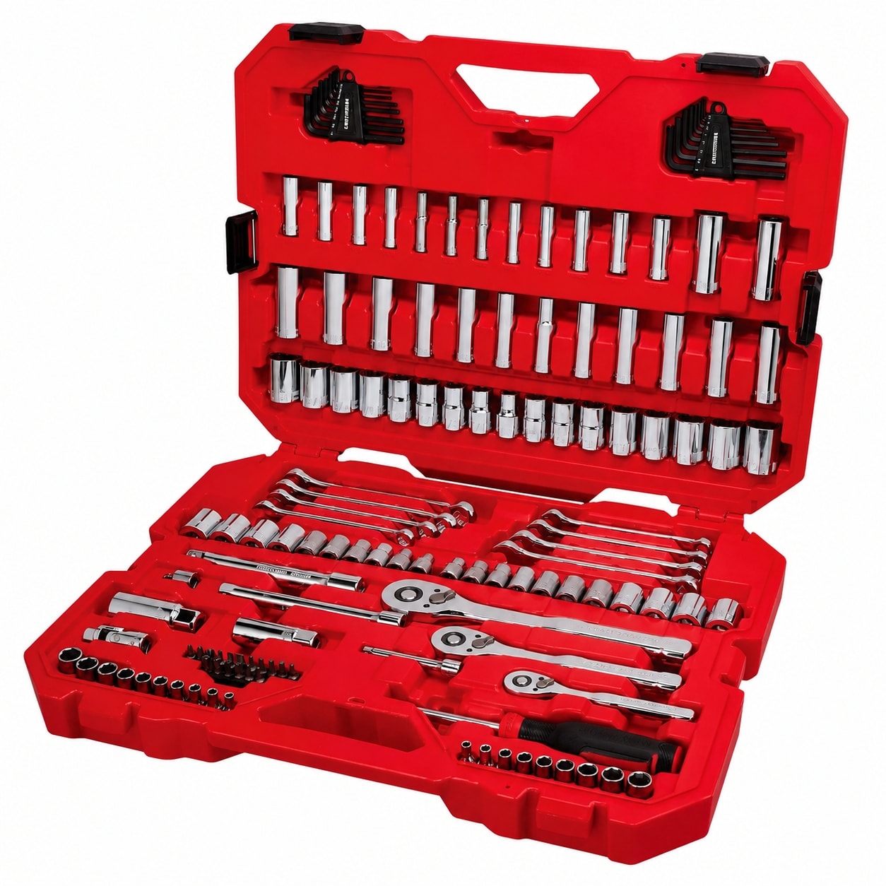 AKSCYZM  Mechanic Tool Set 135 Pieces 1/4 1/2 and 3/8 Inch Drive SAE and Metric Socket Wrench Set with Case durable home and garden accessory