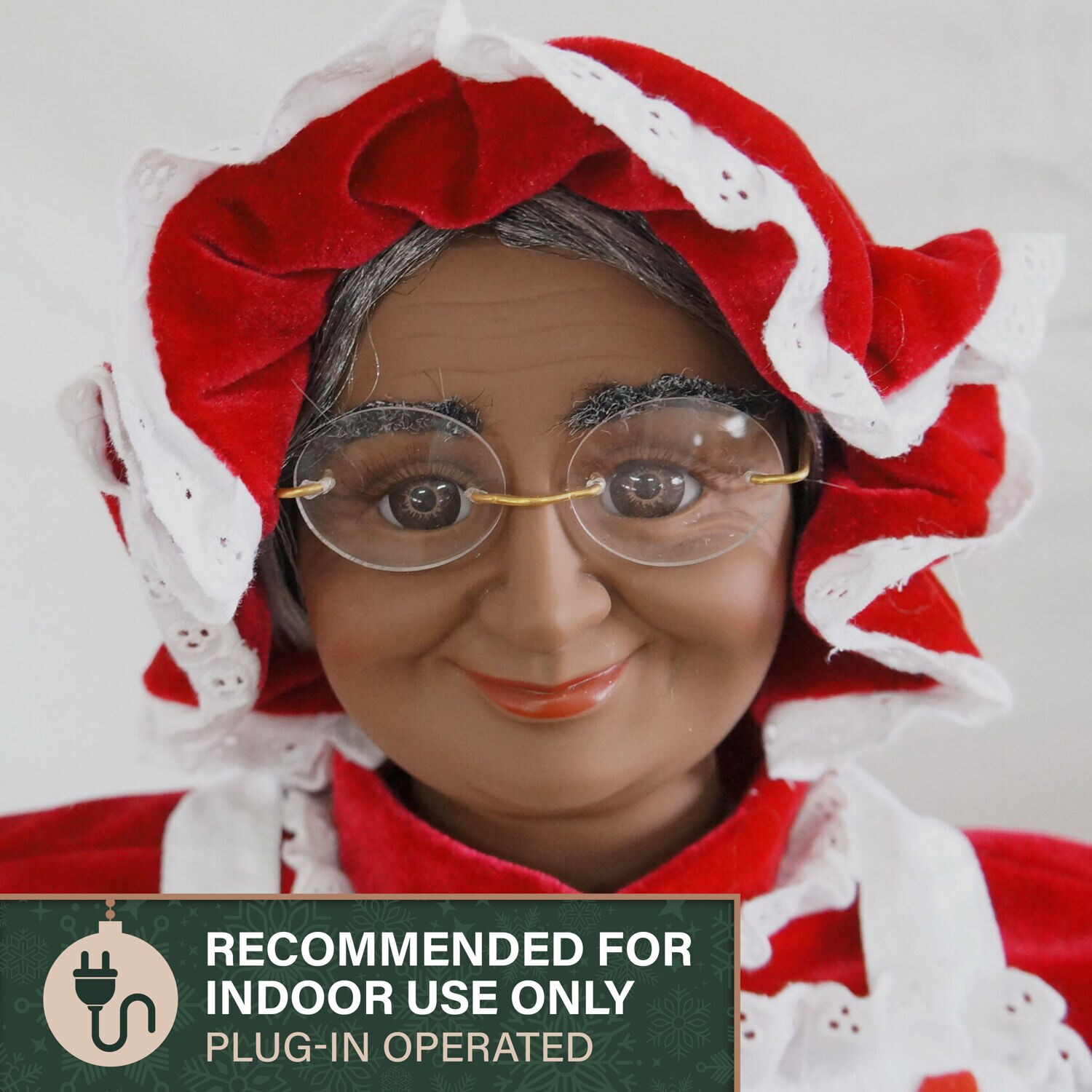 3-Ft Red Velvet and White Apron Mrs. Claus Animatronic