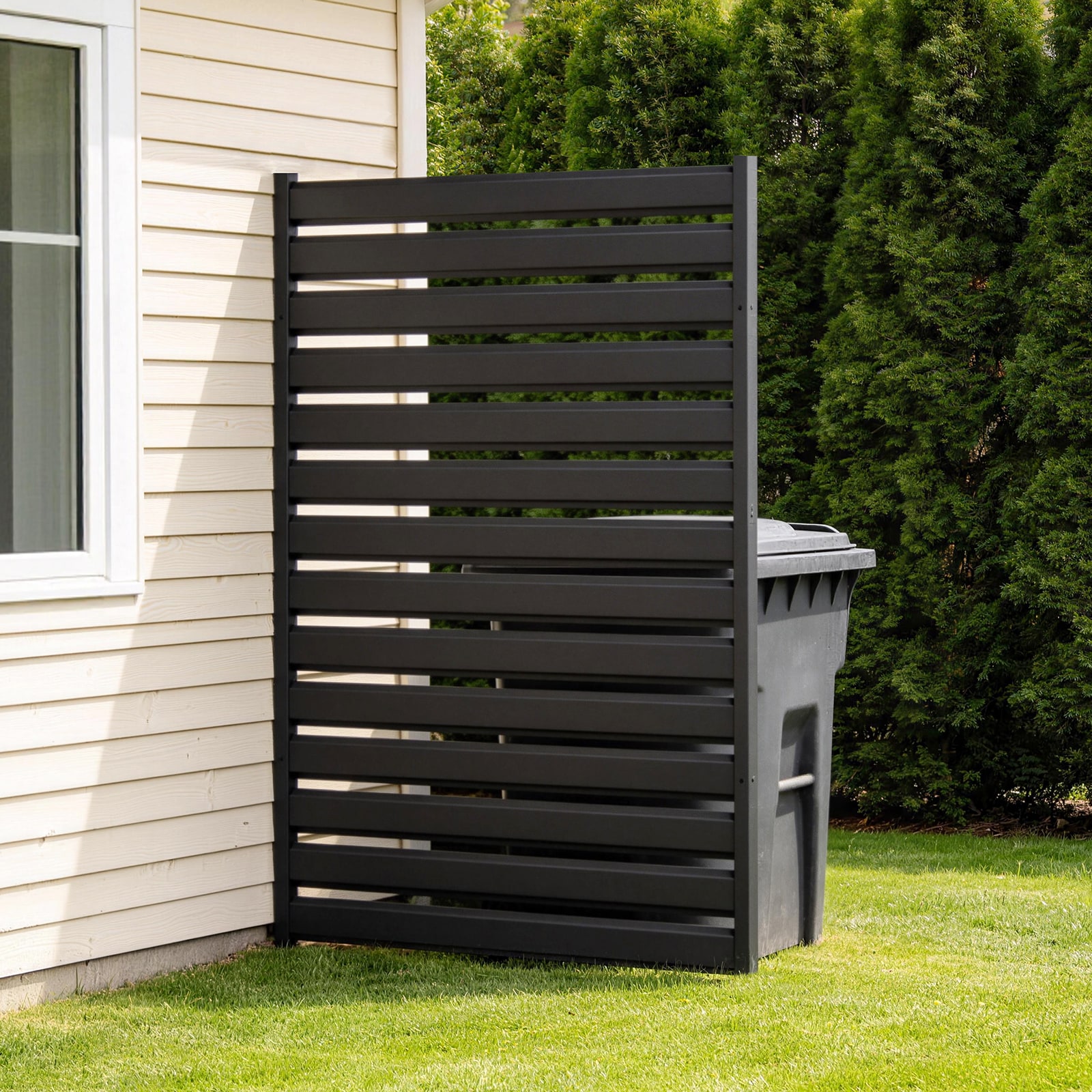 DOCRED  60 Inch H x 38 Inch W 1 Panels Air Conditioner Fence Panels Screen Trash Can Metal Privacy Fence Panels For Outside Unit Pool Equipment Enclosure No Dig Backyard Fencing Black