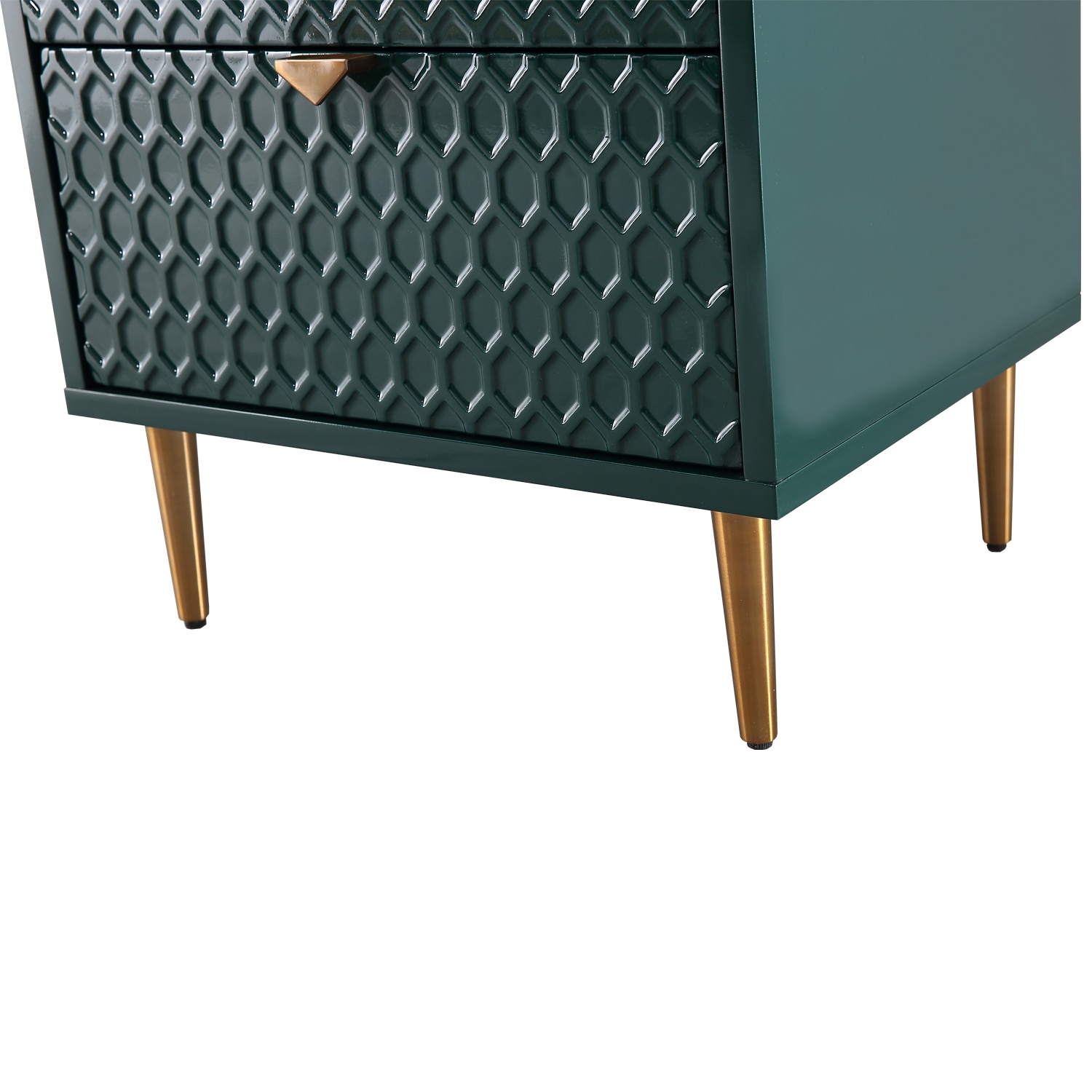 Narre Green End Table with Storage Living Room Side Table 2 Drawer & Open  Storage