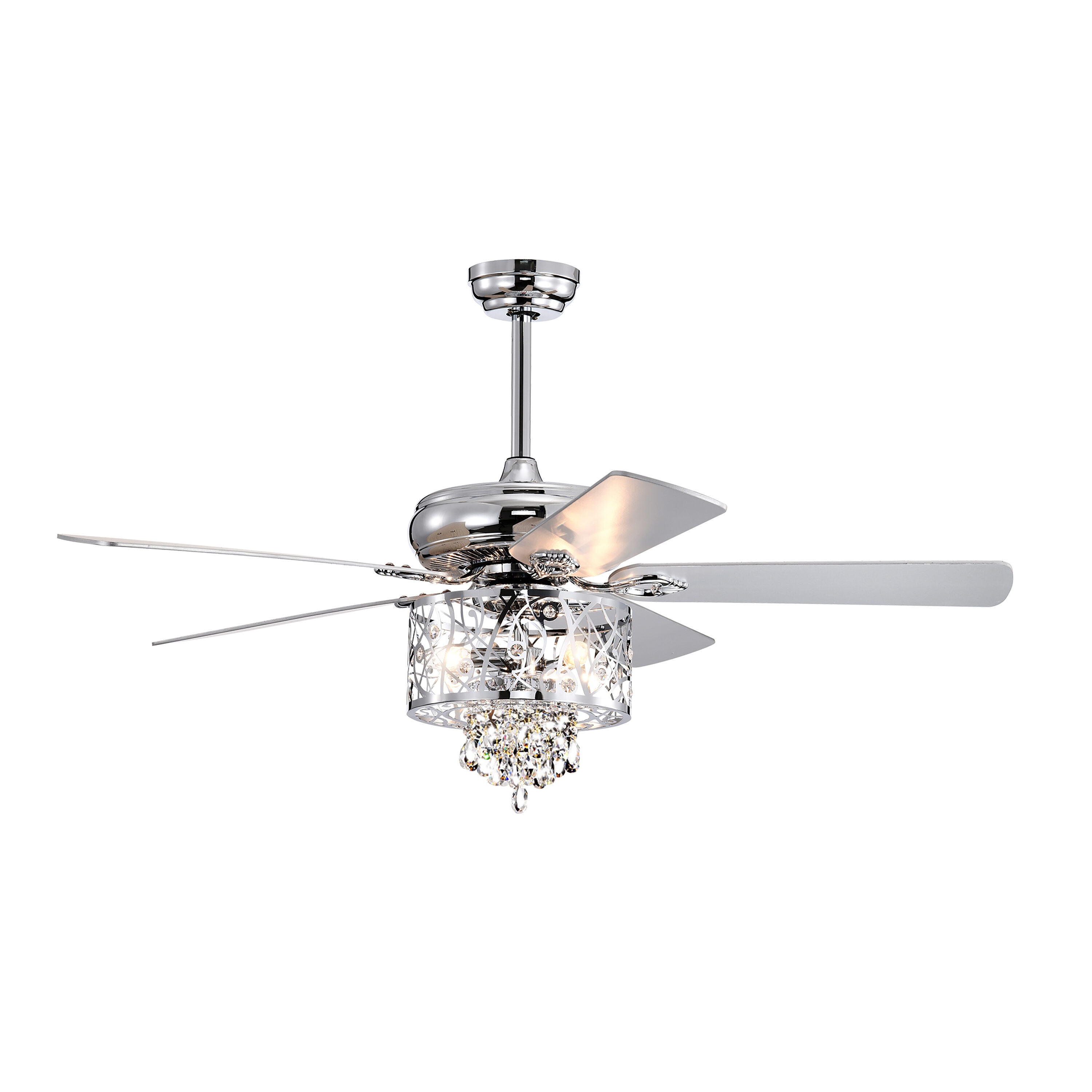 BANSA ROSE HM-SJ5201ACCR 52-in Outdoor Silver with Plywood Blades Ceiling Fan Without Light - Remote Included ( 5 -Blade )