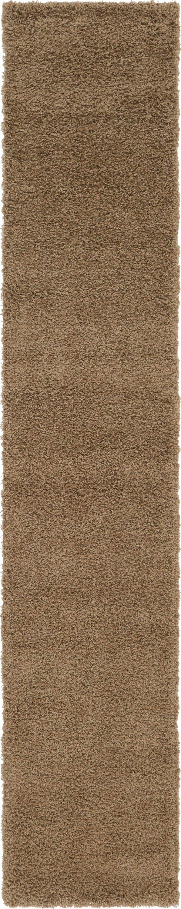Luxurious Brown Synthetic Shag Runner Rug